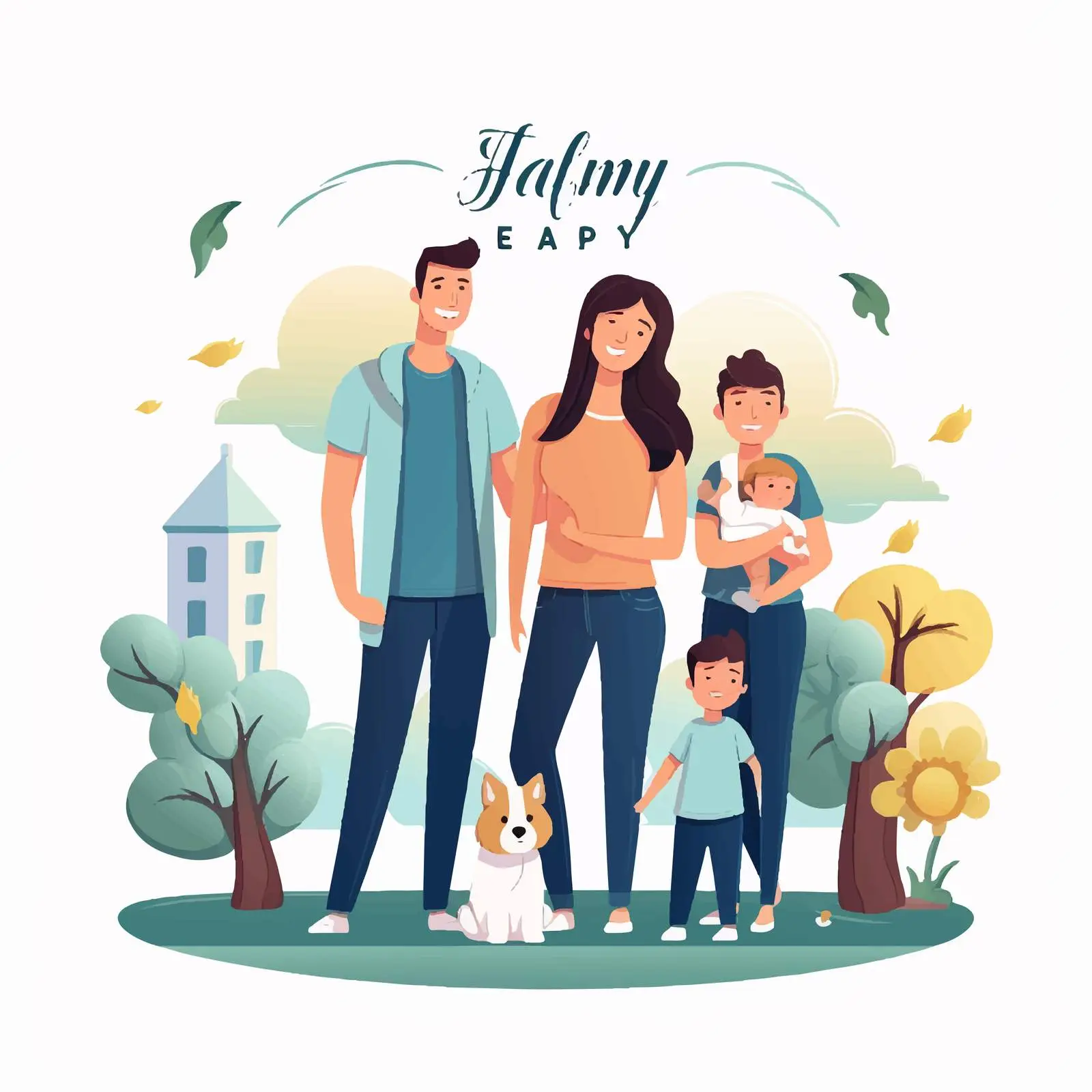 Stay at Home with Happy Family Design — free download from Dotvec