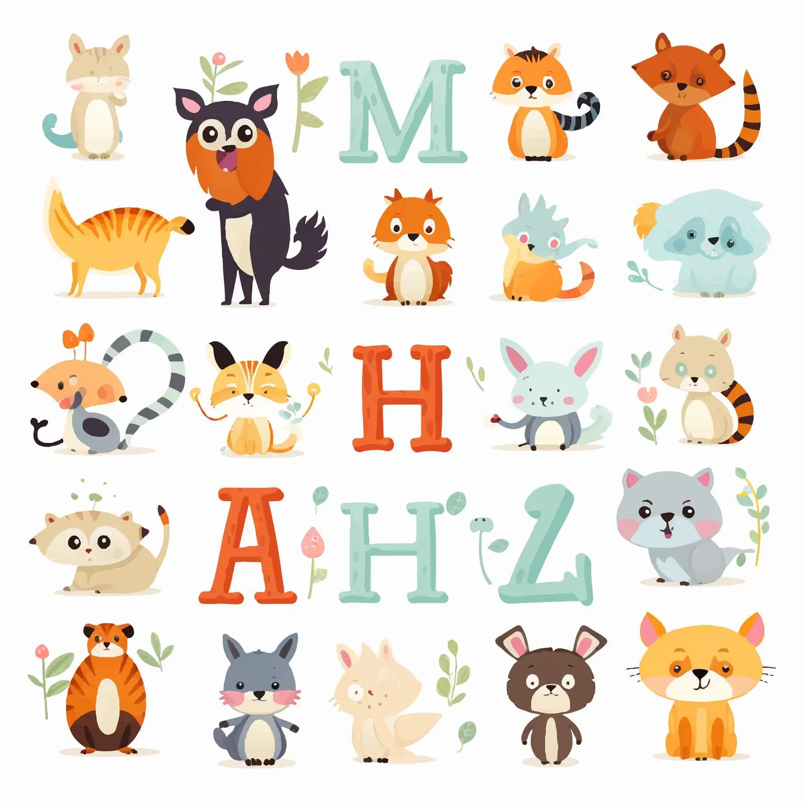 Animal Sticker Pack Word Illustration Vector — free download from Dotvec