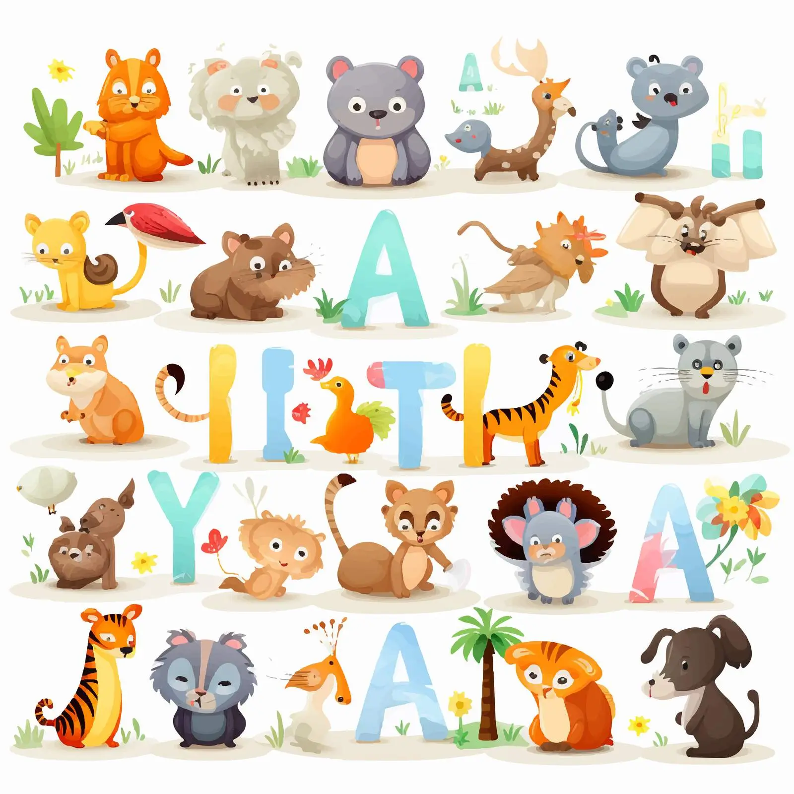 Animal Sticker Pack Font Design Illustration — free download from Dotvec