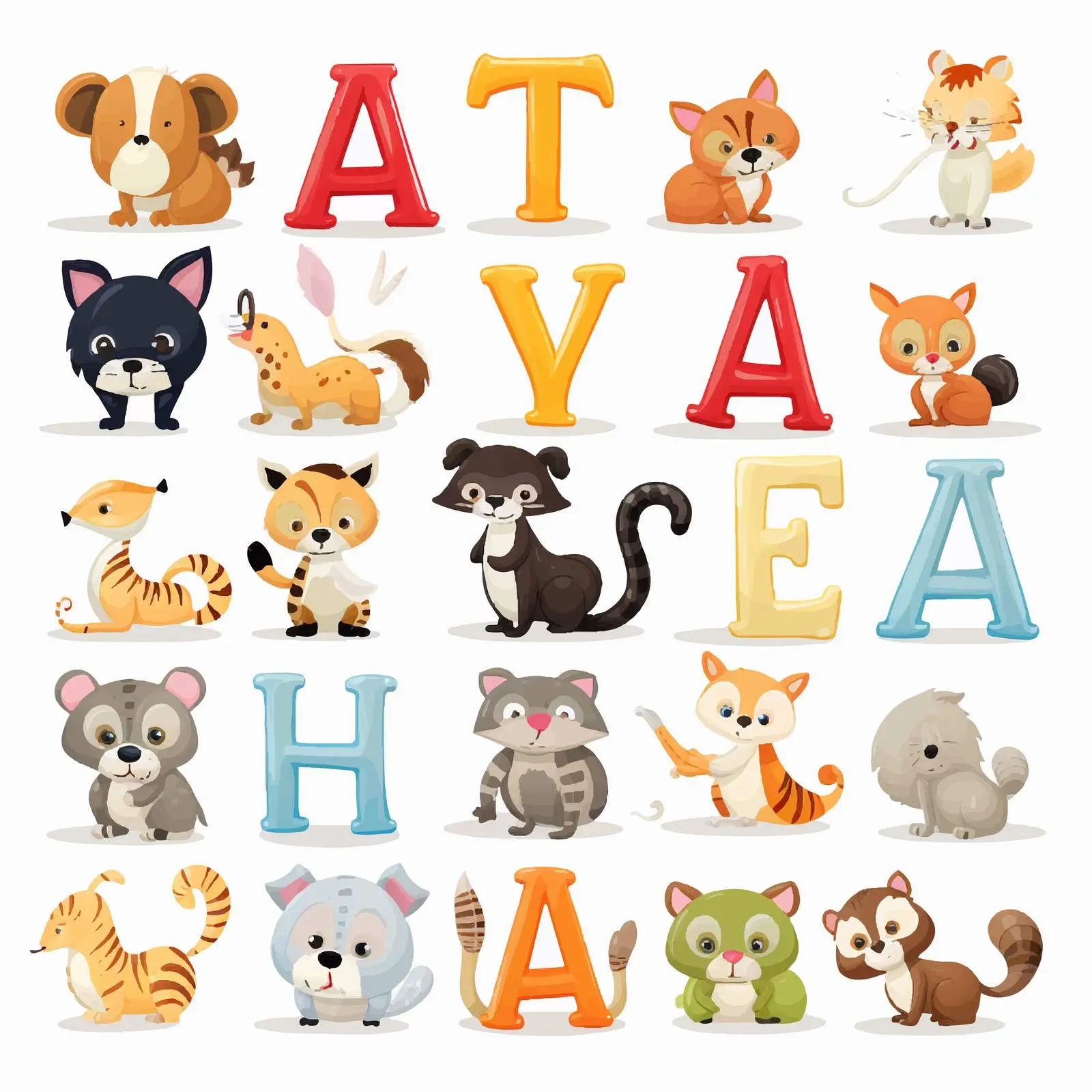 Animal Sticker Pack Font Design Illustration — free download from Dotvec