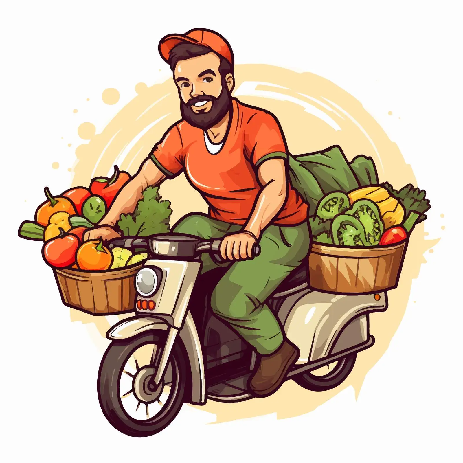 Food Delivery Logo with Courier on Bike — free download from Dotvec