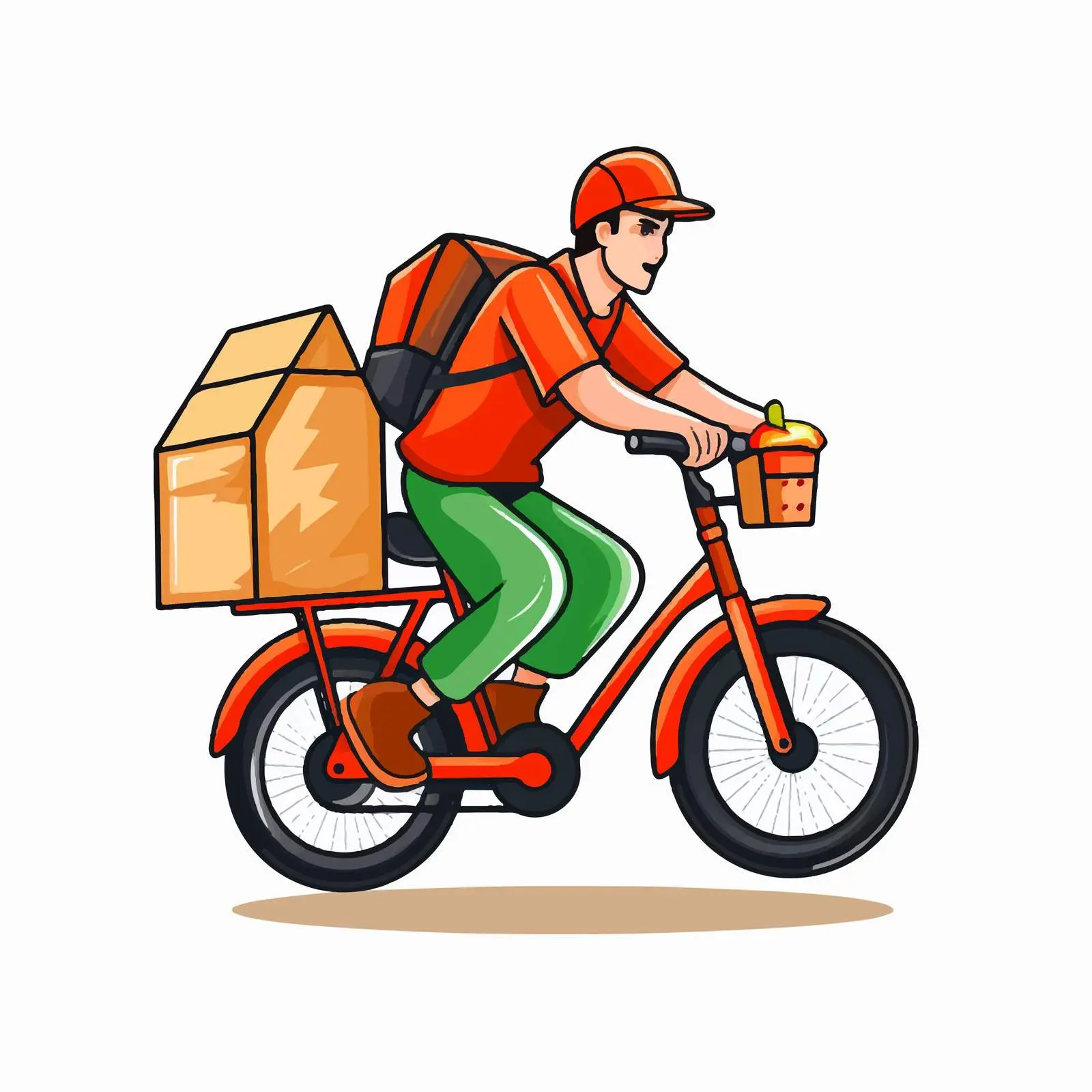 Food Delivery Logo with Bike Courier Illustration – free unique branding image from Dotvec