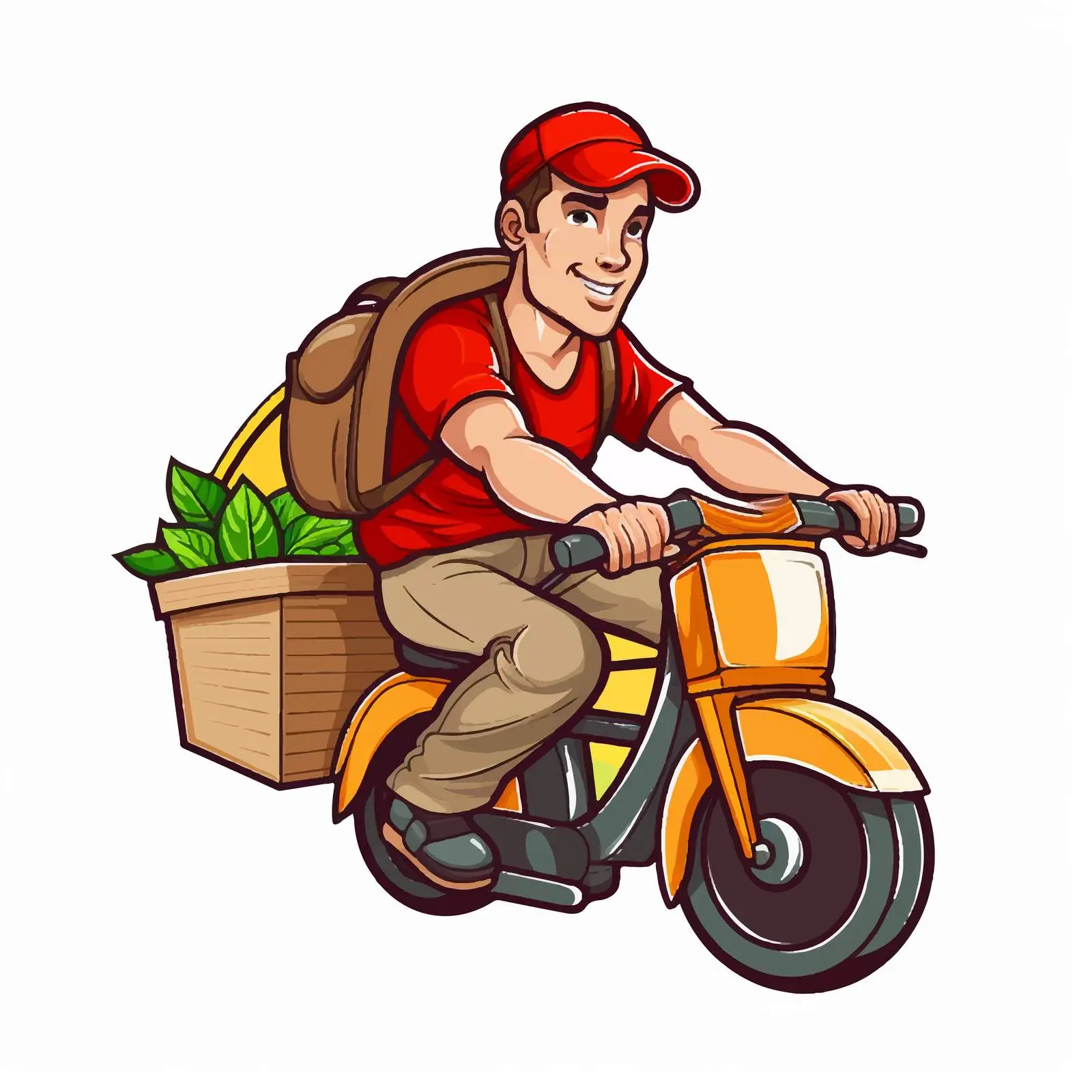 Food Delivery Logo with Bike Courier Illustration – free last mile delivery image from Dotvec