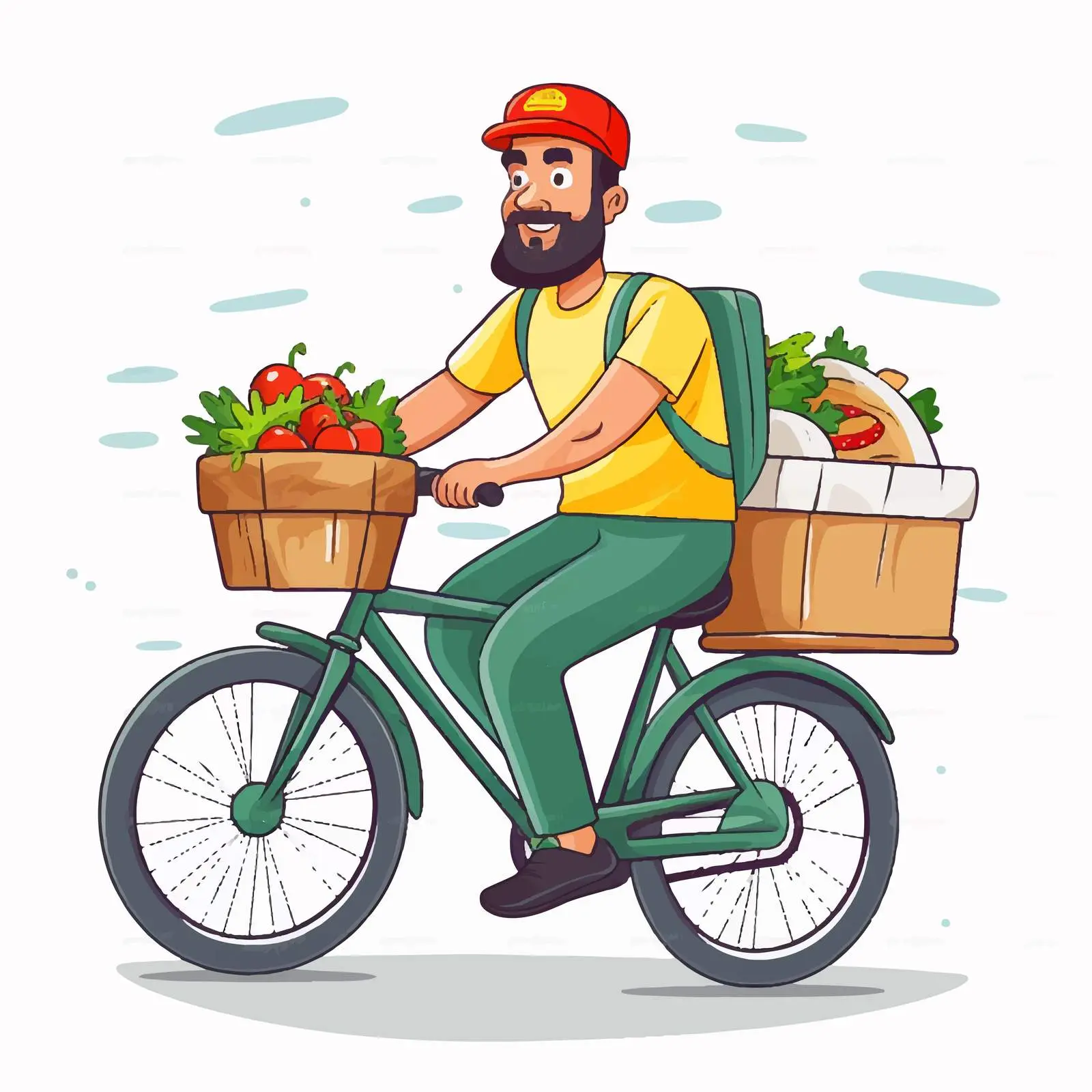 Food Delivery Logo with Bicycle Courier Illustration — free download from Dotvec