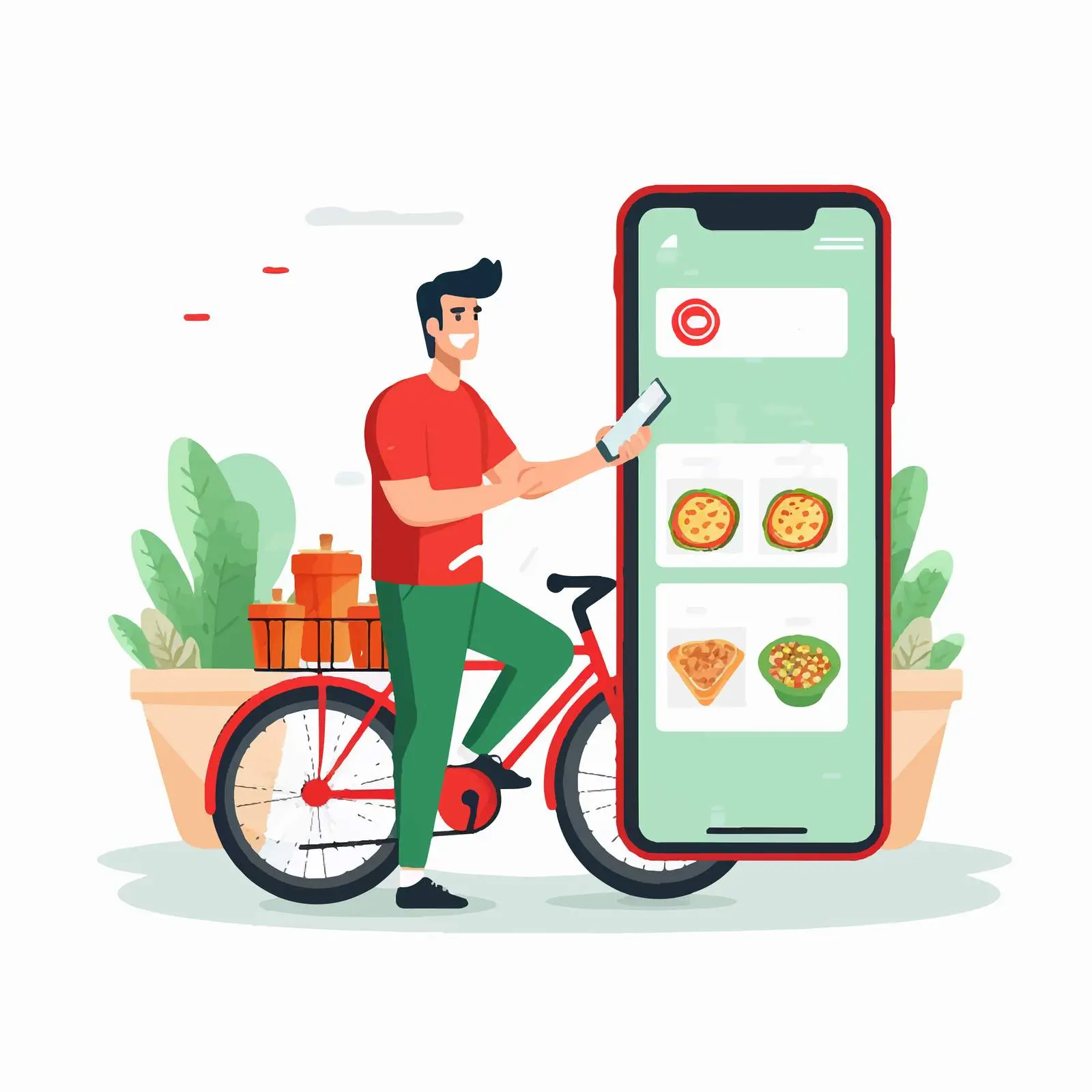 Food Delivery Courier with Smartphone Logo — free download from Dotvec