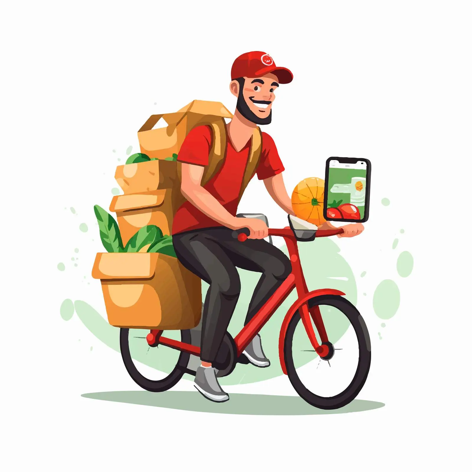 Food Delivery Logo with Courier and Smartphone — free download from Dotvec