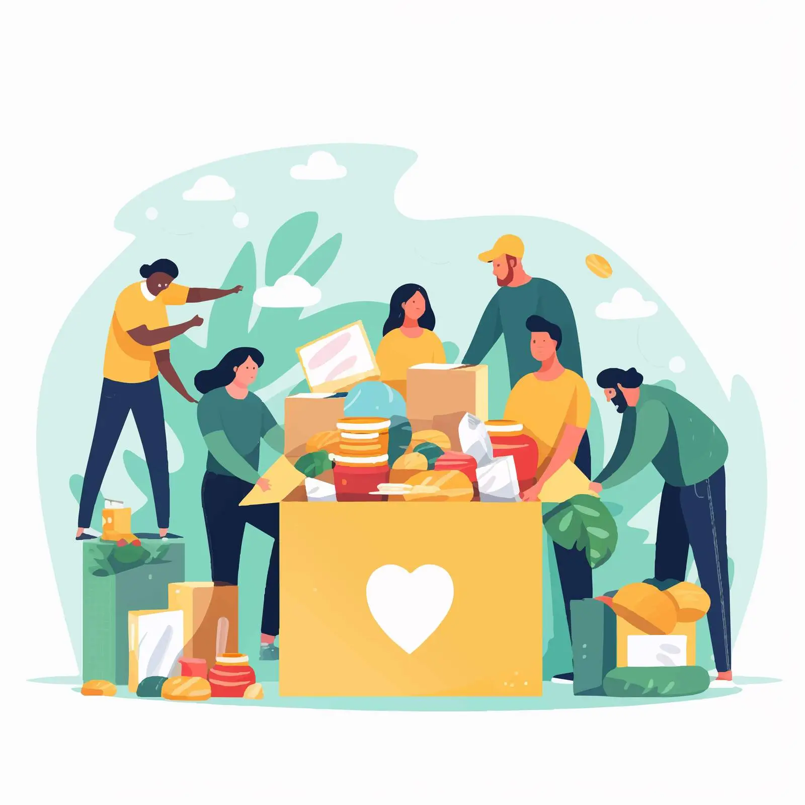 Volunteers Donating Food to Charity Box — free download from Dotvec