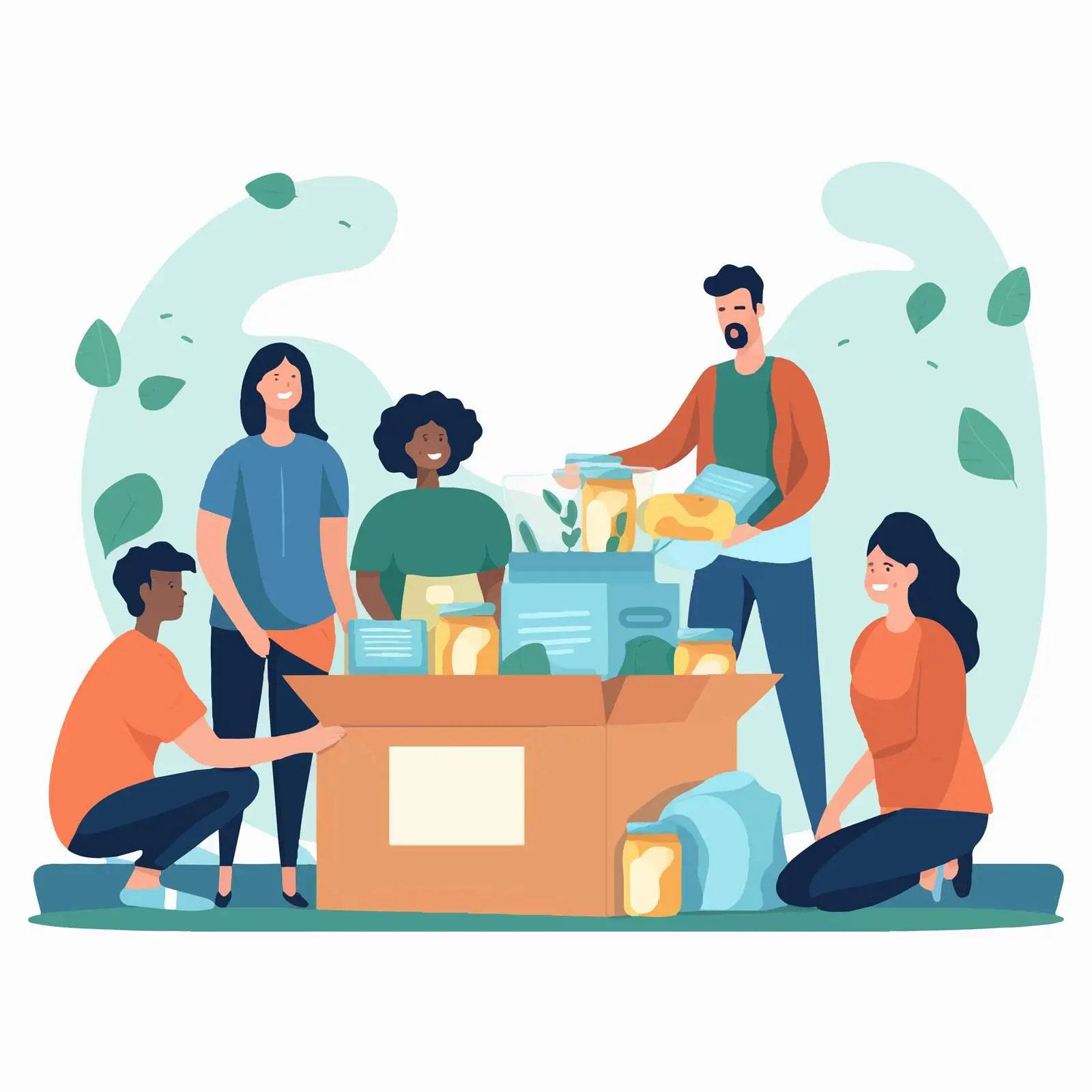 Volunteers Donating Food to Charity Box — free download from Dotvec