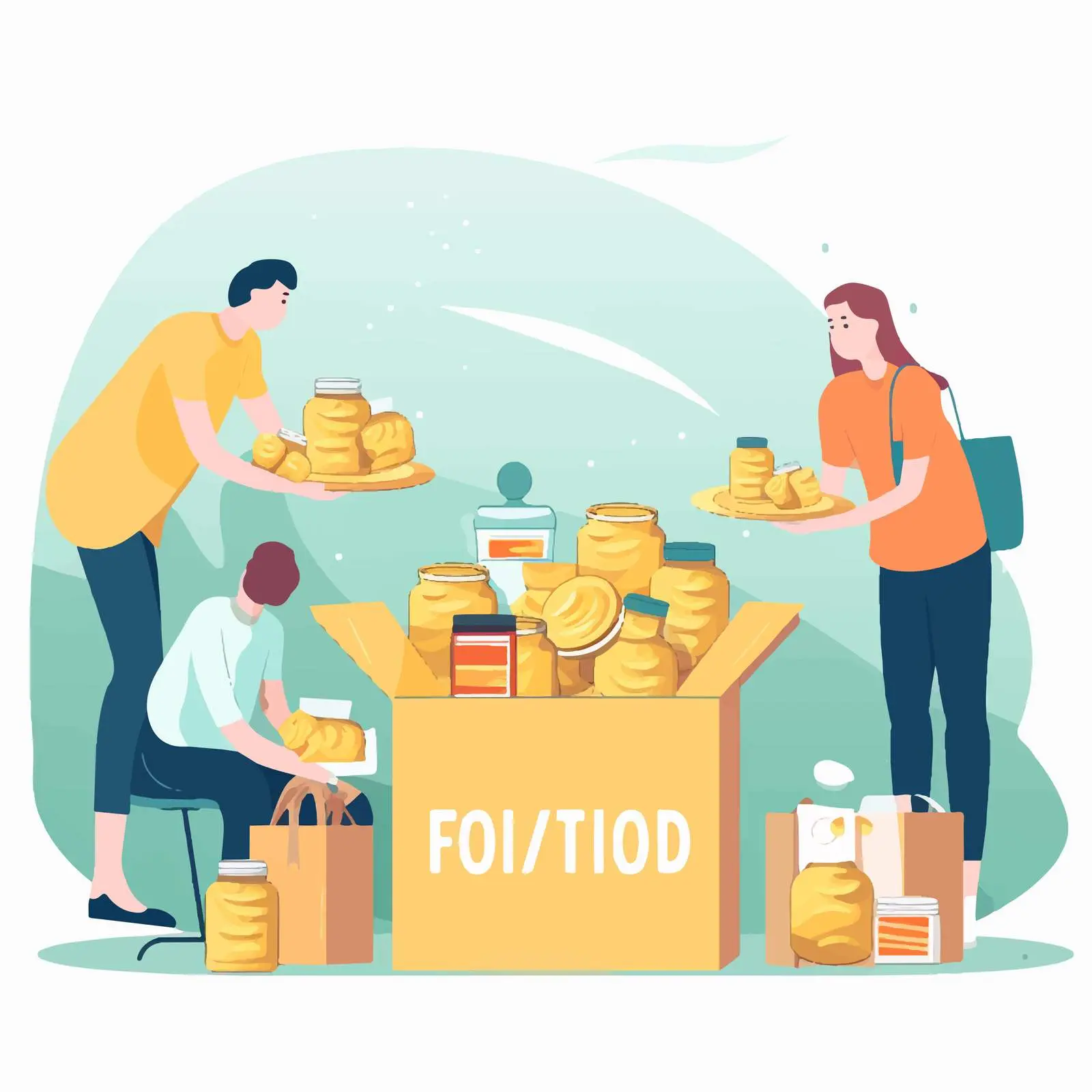 Volunteers Donating Food to Charity Box — free download from Dotvec