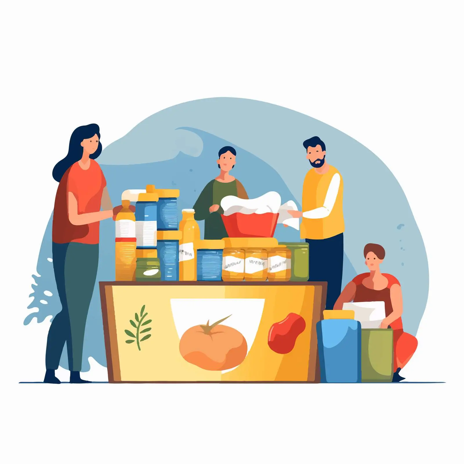 Volunteers Donating Food to Charity Box Concept — free download from Dotvec