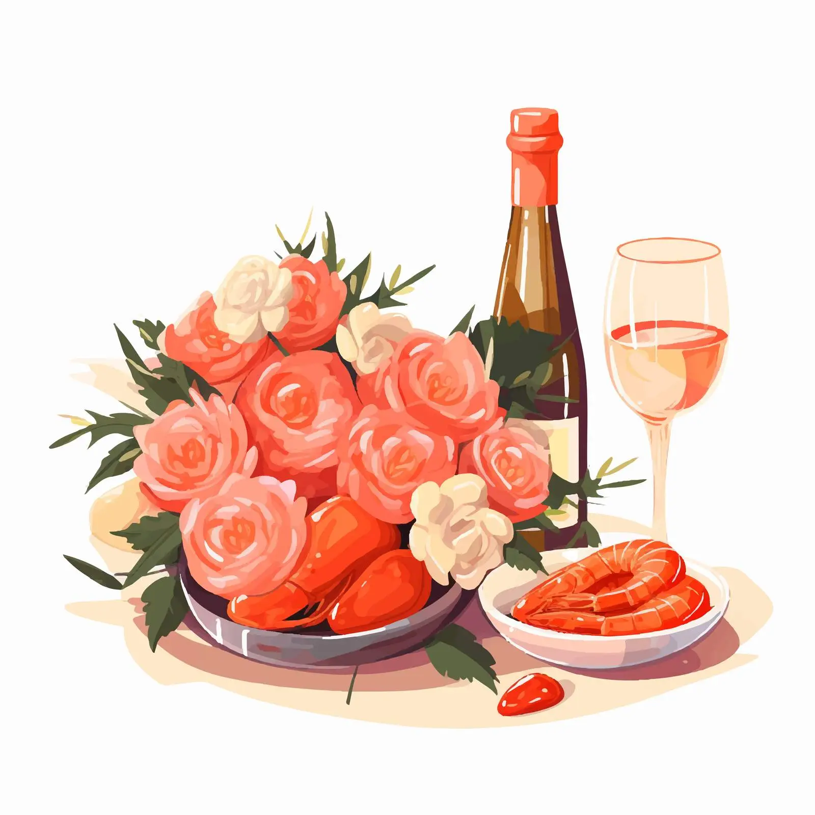 Romantic Dinner Snacks and Drinks with Flowers — free download from Dotvec