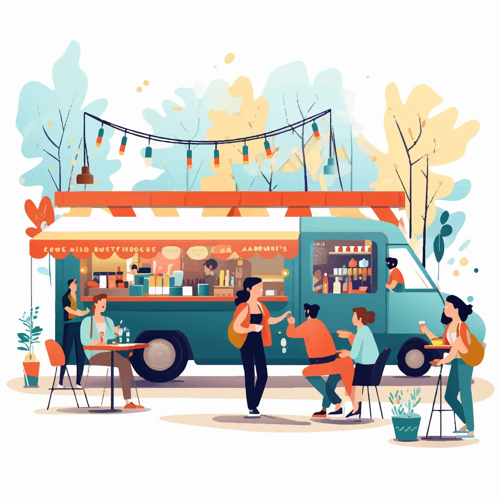 Food Truck with People Enjoying Time Together – free tasty meals image from Dotvec