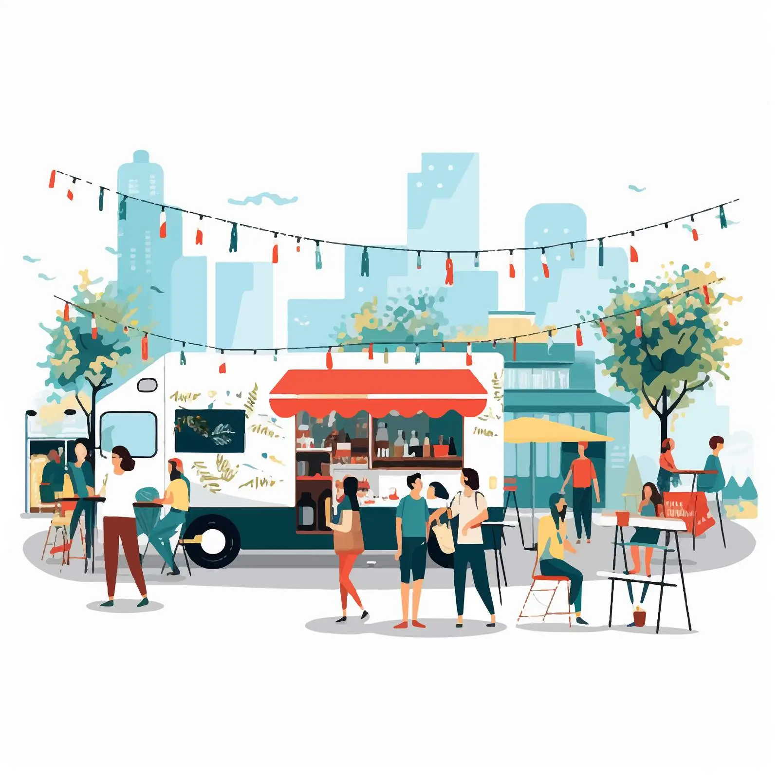 Food Truck with People Enjoying Time Outdoors — free download from Dotvec