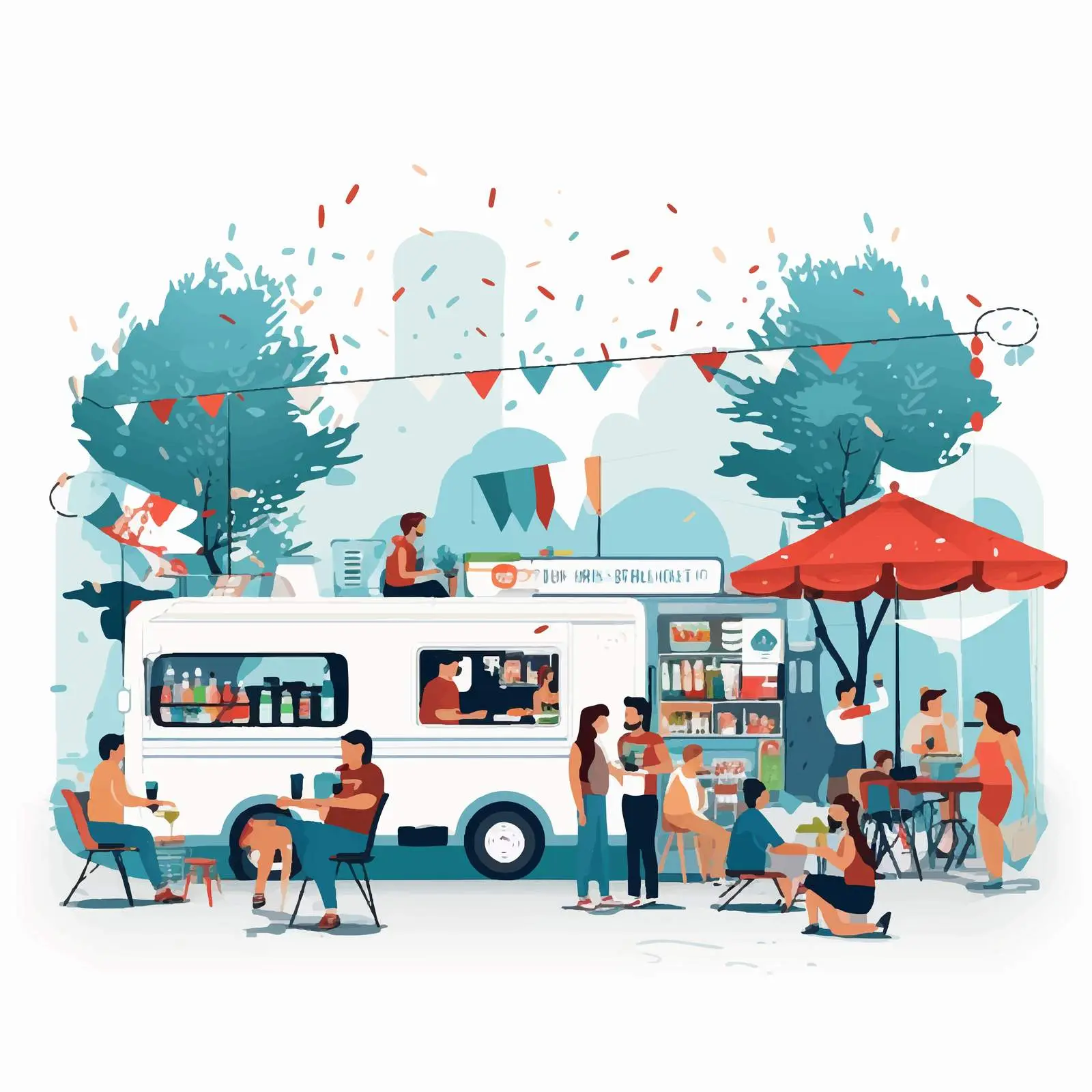 Vibrant Food Truck with People Enjoying Outdoors – free food enthusiast image from Dotvec