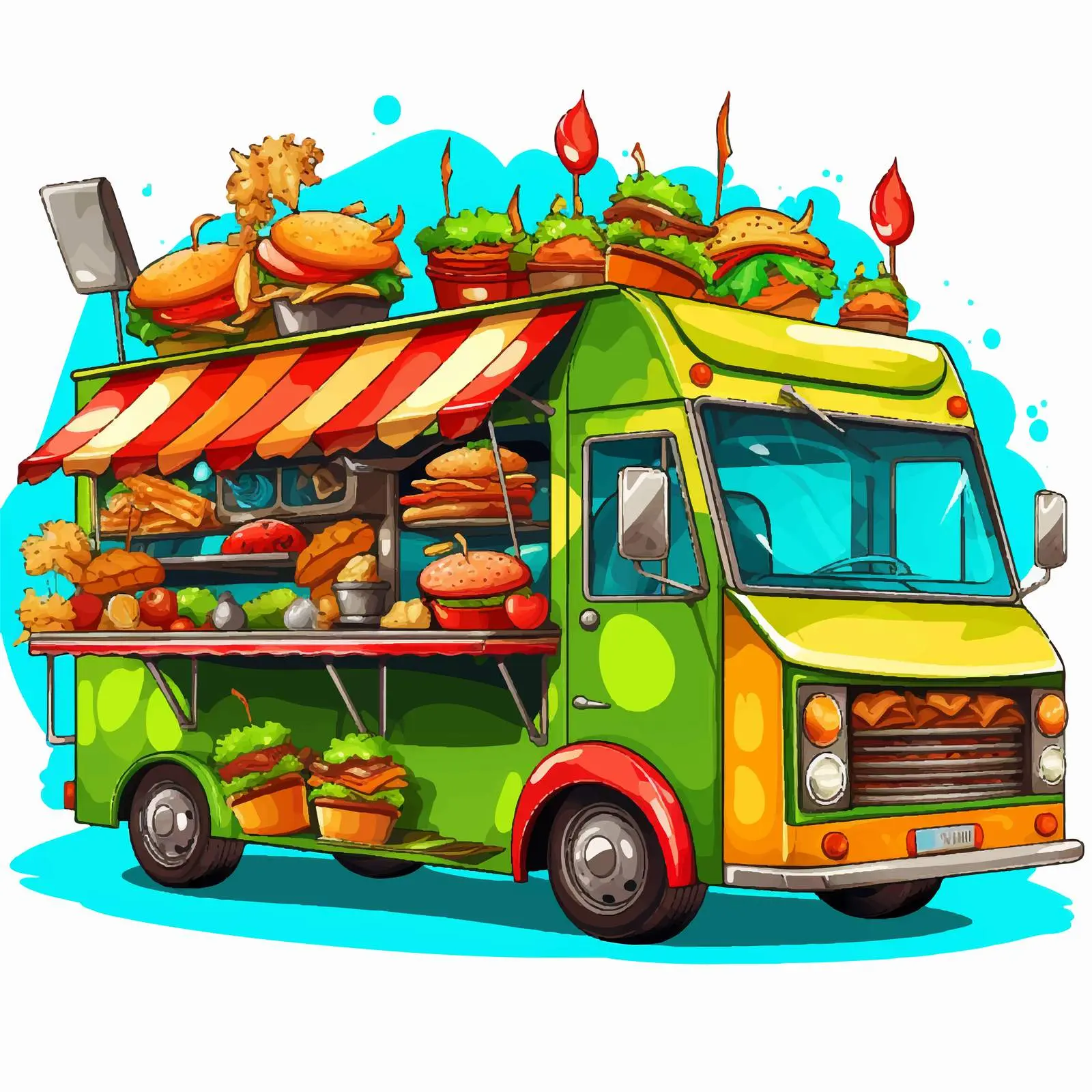 Colorful Food Truck with Fast Food Varieties – free fast casual image from Dotvec