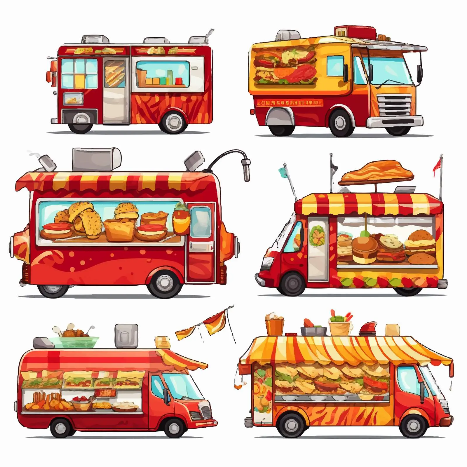 Colorful Fast Food Truck Vector Illustration — free download from Dotvec