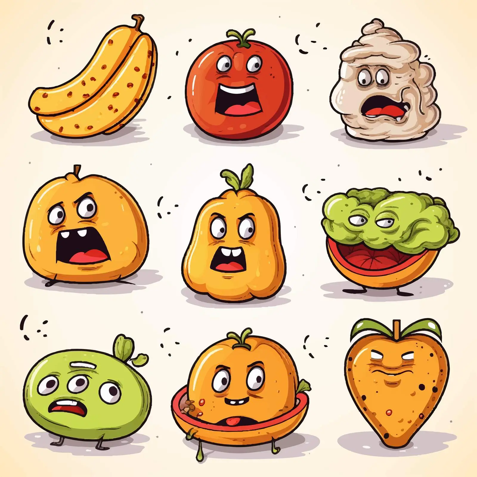 Comic Style Food Expression Illustration — free download from Dotvec