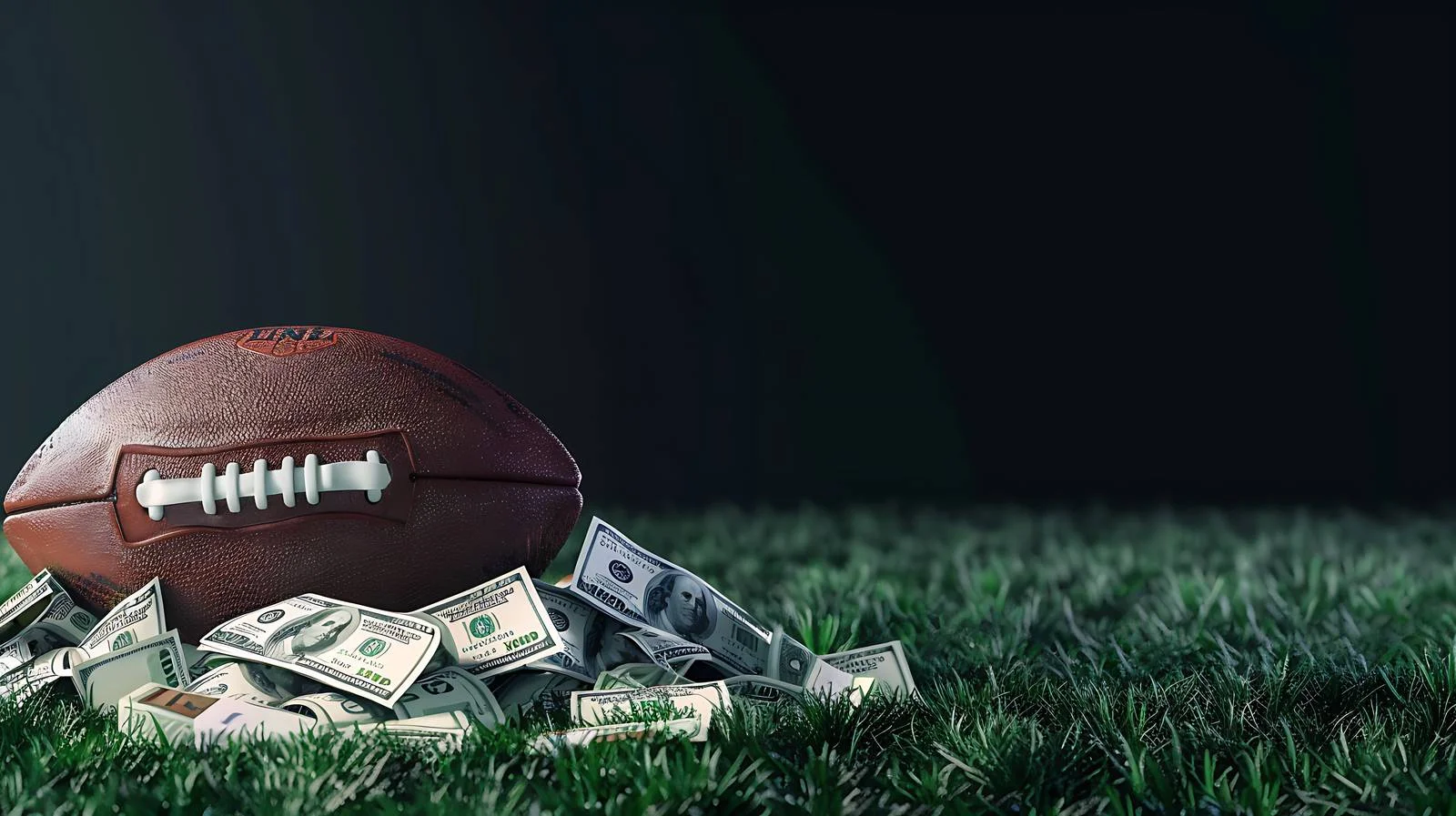 American Football with Stack of $100 Bills — free download from Dotvec