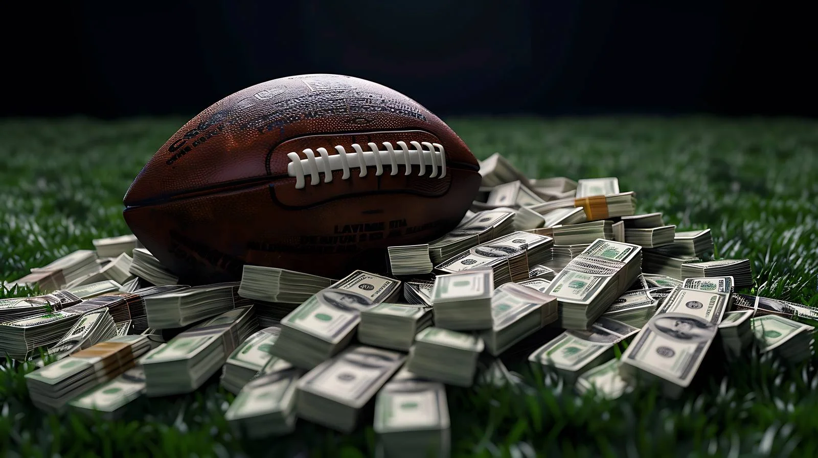 Football beside stack of one hundred dollars — free download from Dotvec