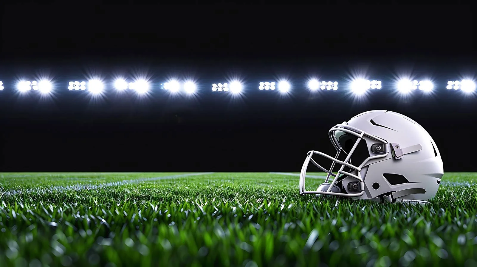 Football helmet on grass field near stadium — free download from Dotvec