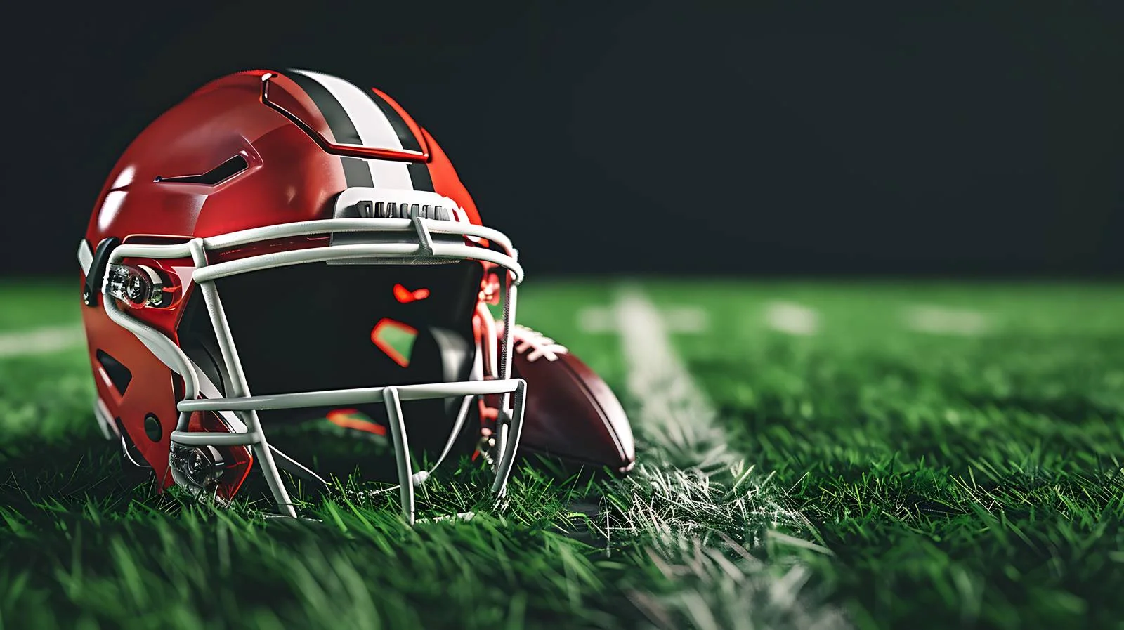 Football Gear Arranged on Green Field — free download from Dotvec