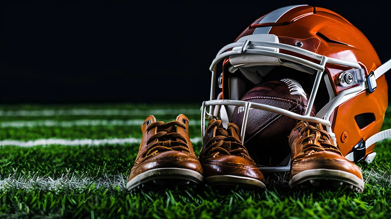 Football Gear on Lush Green Field — free download from Dotvec