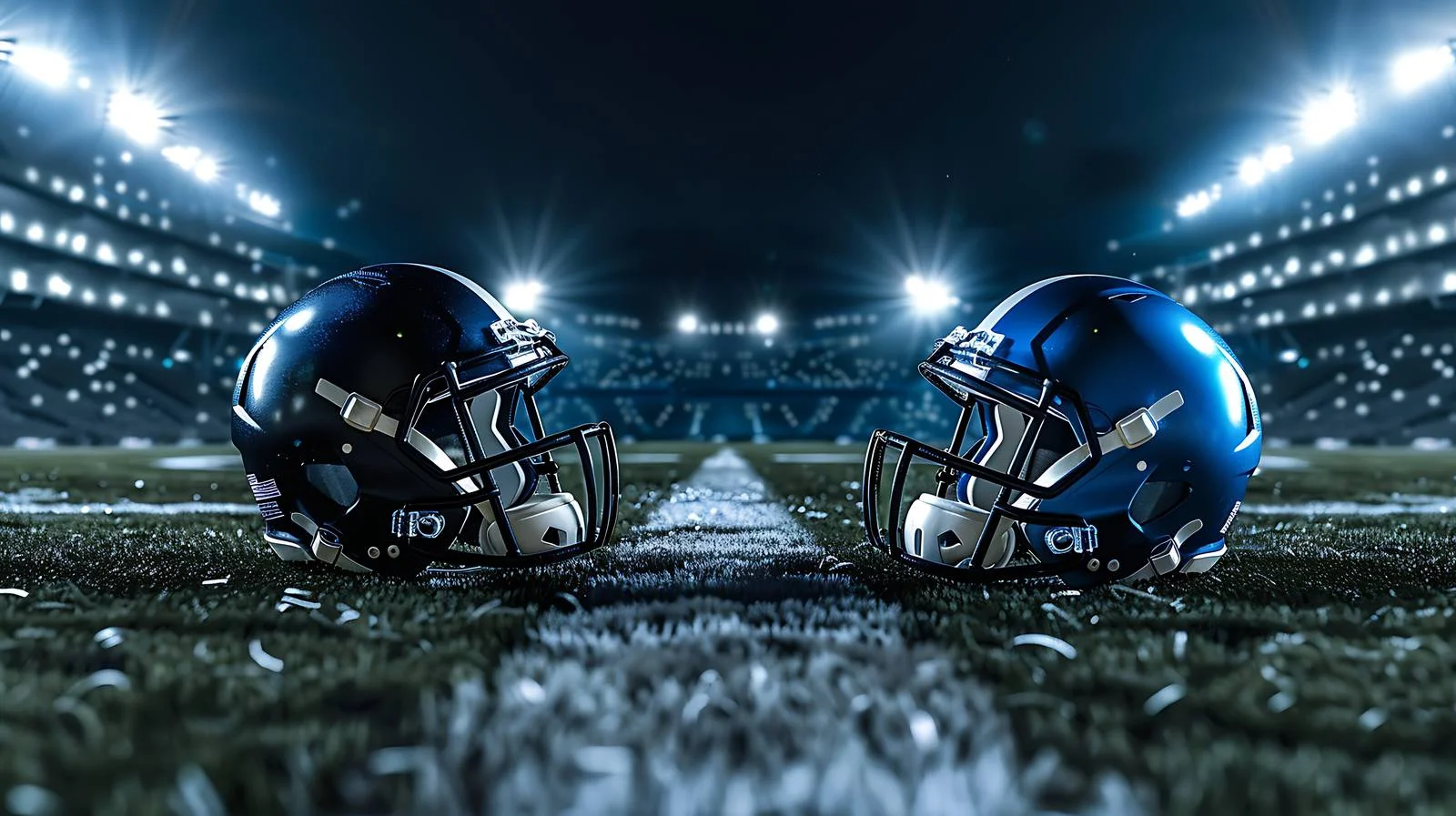 Intense Football Helmets at Yard Line — free download from Dotvec