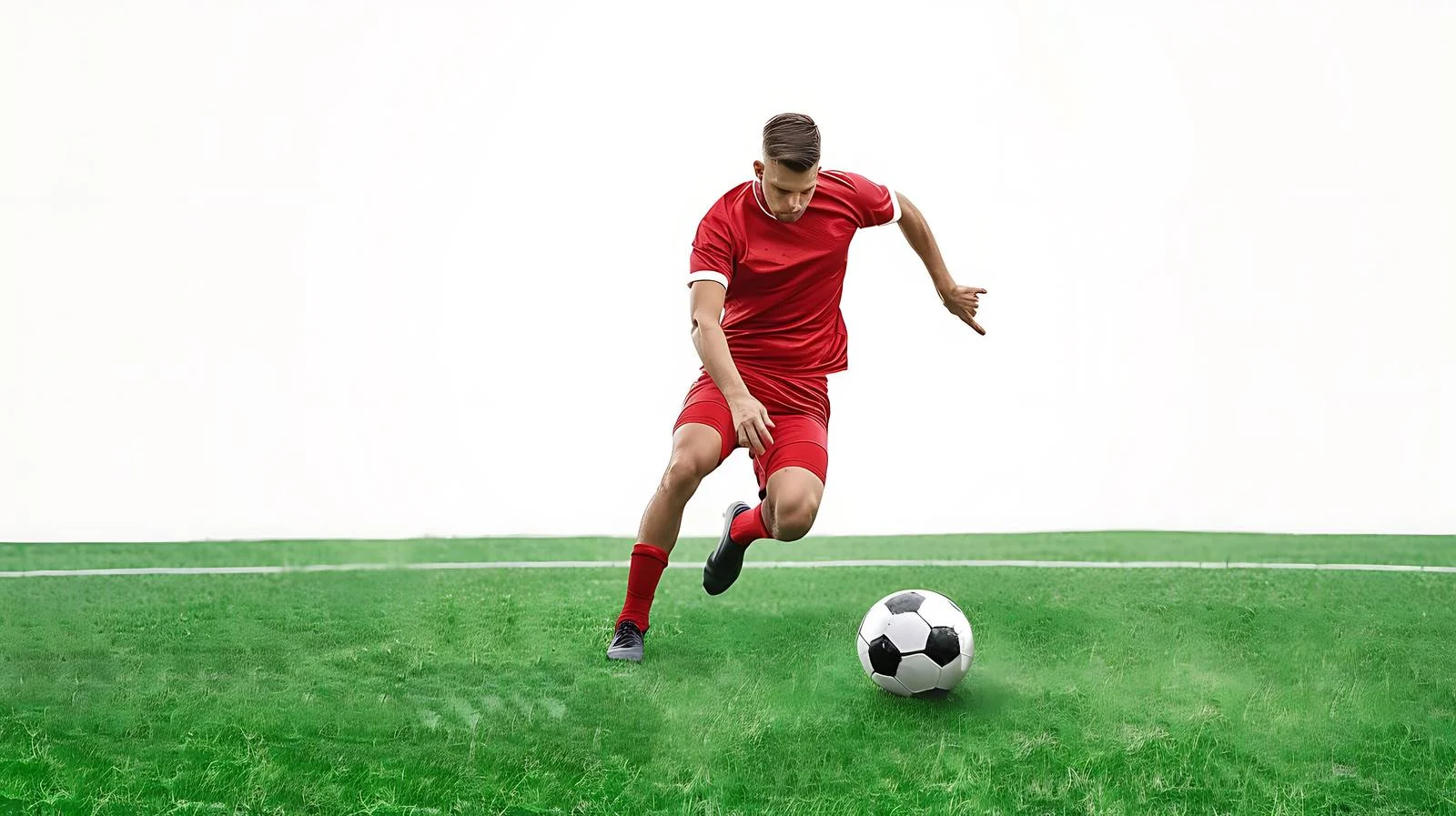 Soccer Player Kicking Ball on Field — free download from Dotvec