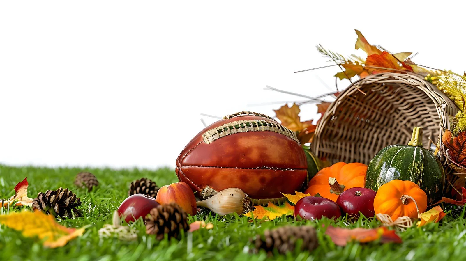 Cornucopia placed on football field grass — free download from Dotvec