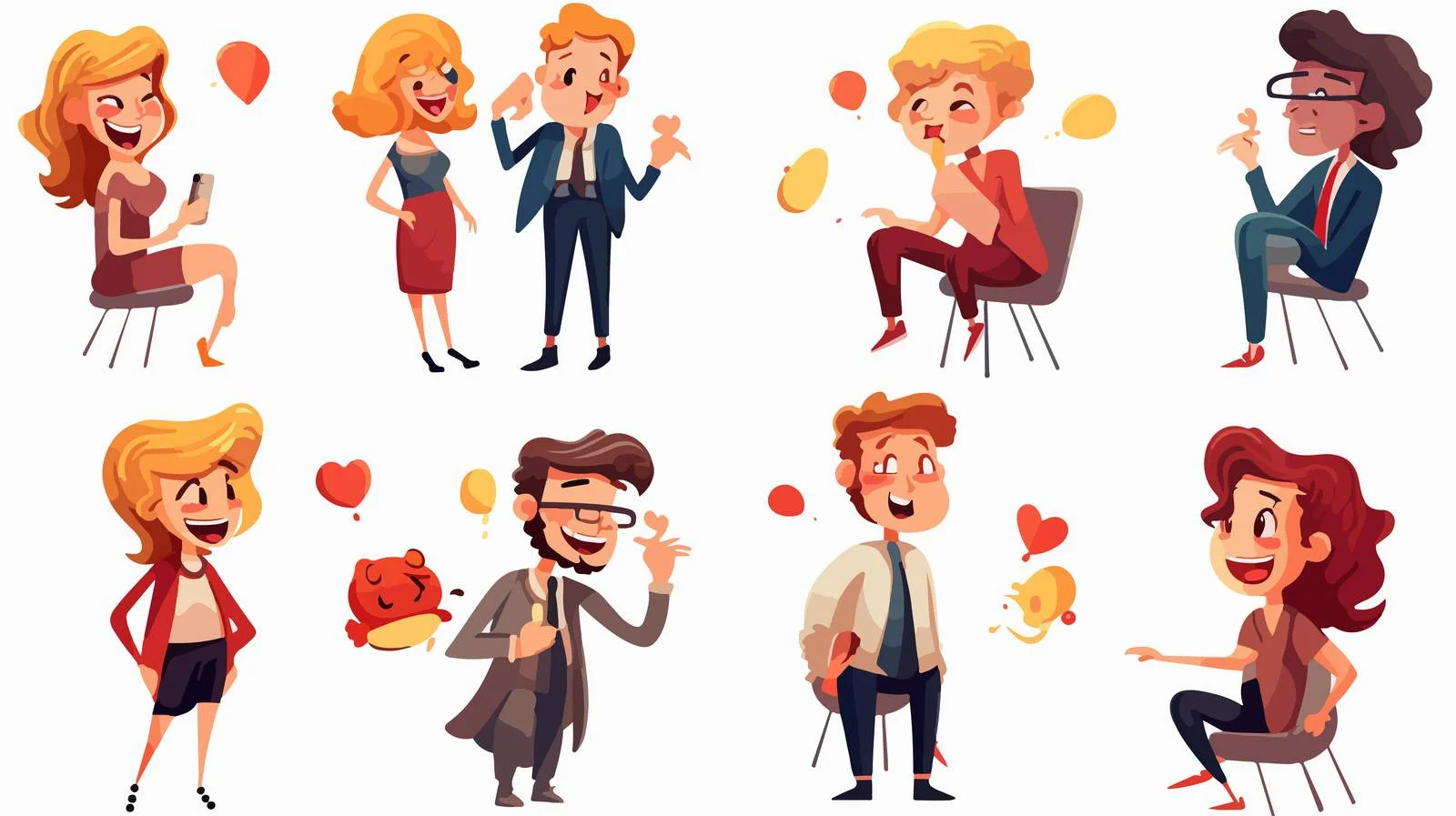 Cartoon Characters Chatting Vector Illustration — free download from Dotvec