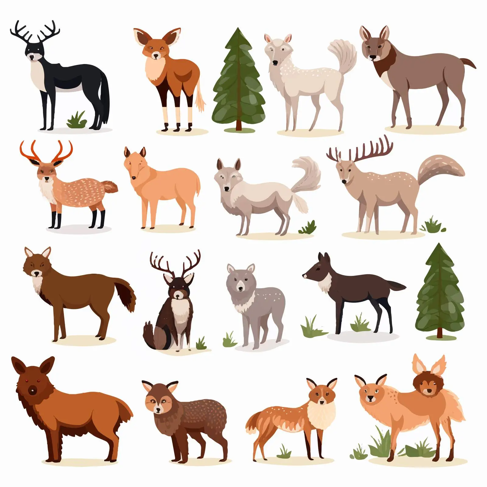 Woodland Wild Mammals Vector Set — free download from Dotvec