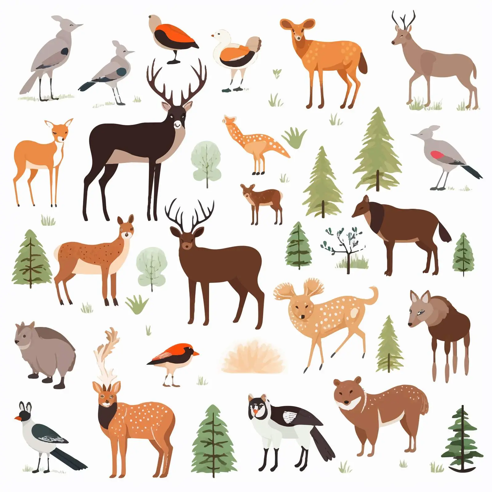 Woodland Wild Mammals: Foxes, Wolves, and Bison — free download from Dotvec