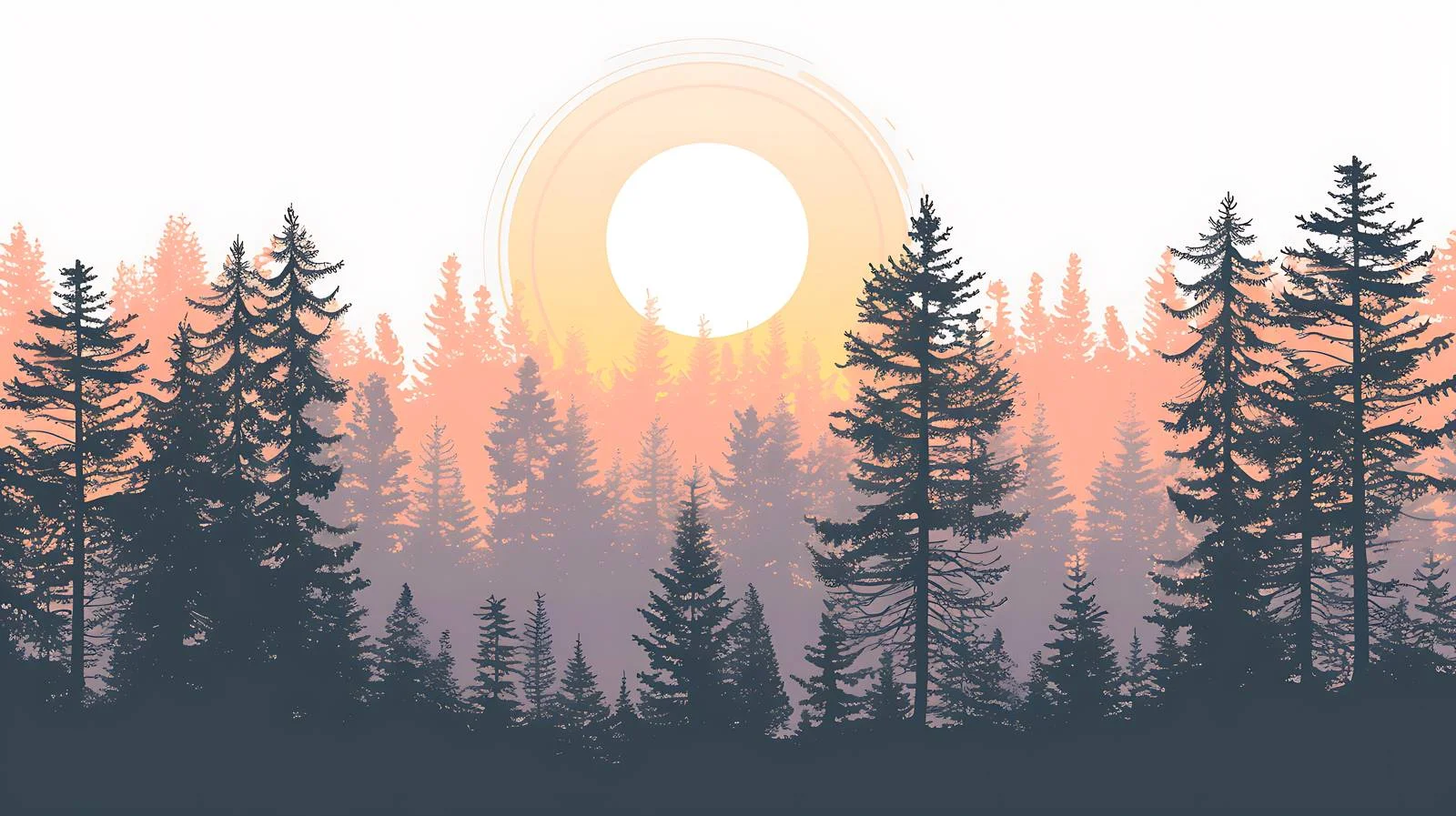 Majestic Forest at Dawn on White Background — free download from Dotvec