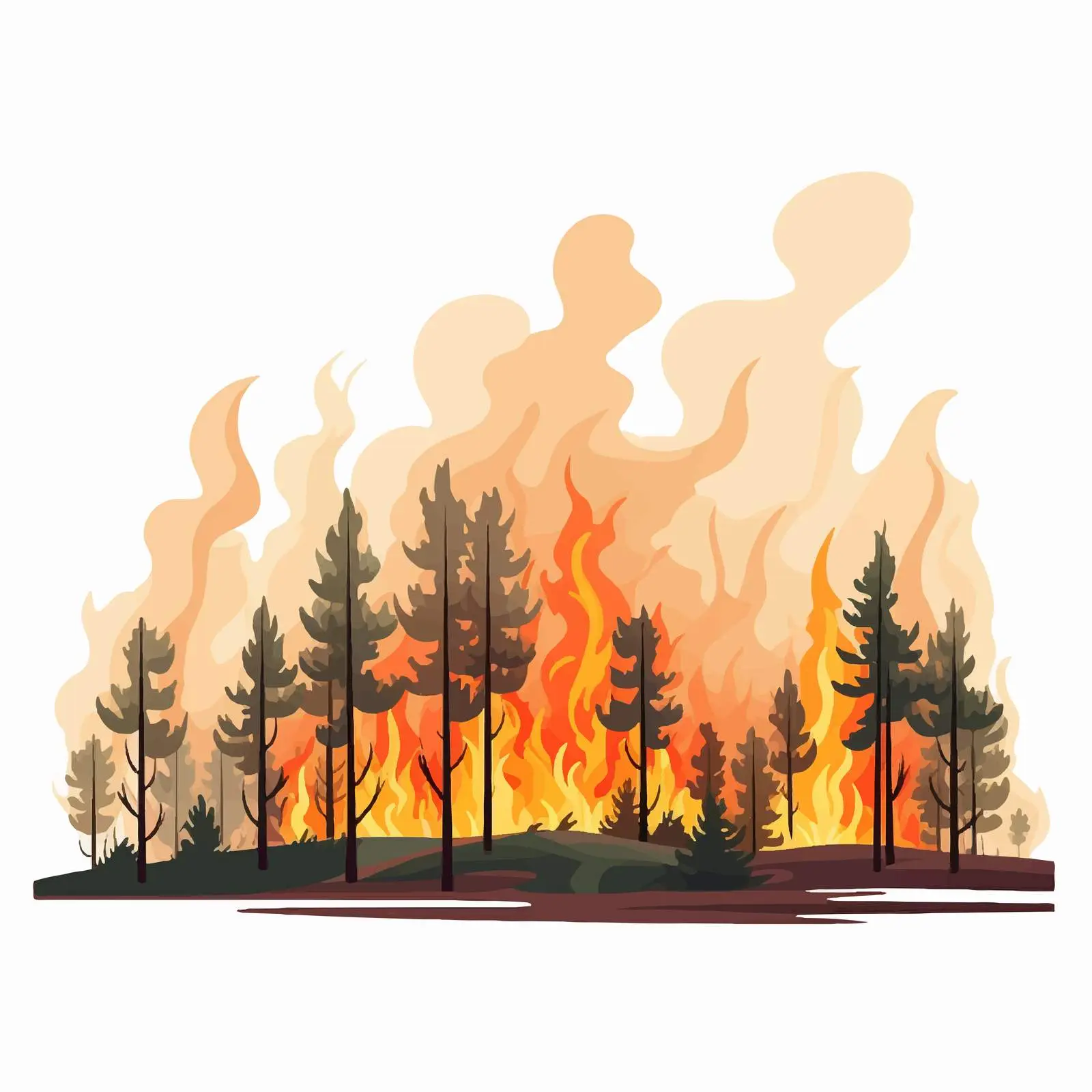 Dangerous Wildfire Flat Vector Illustration – free burned image from Dotvec