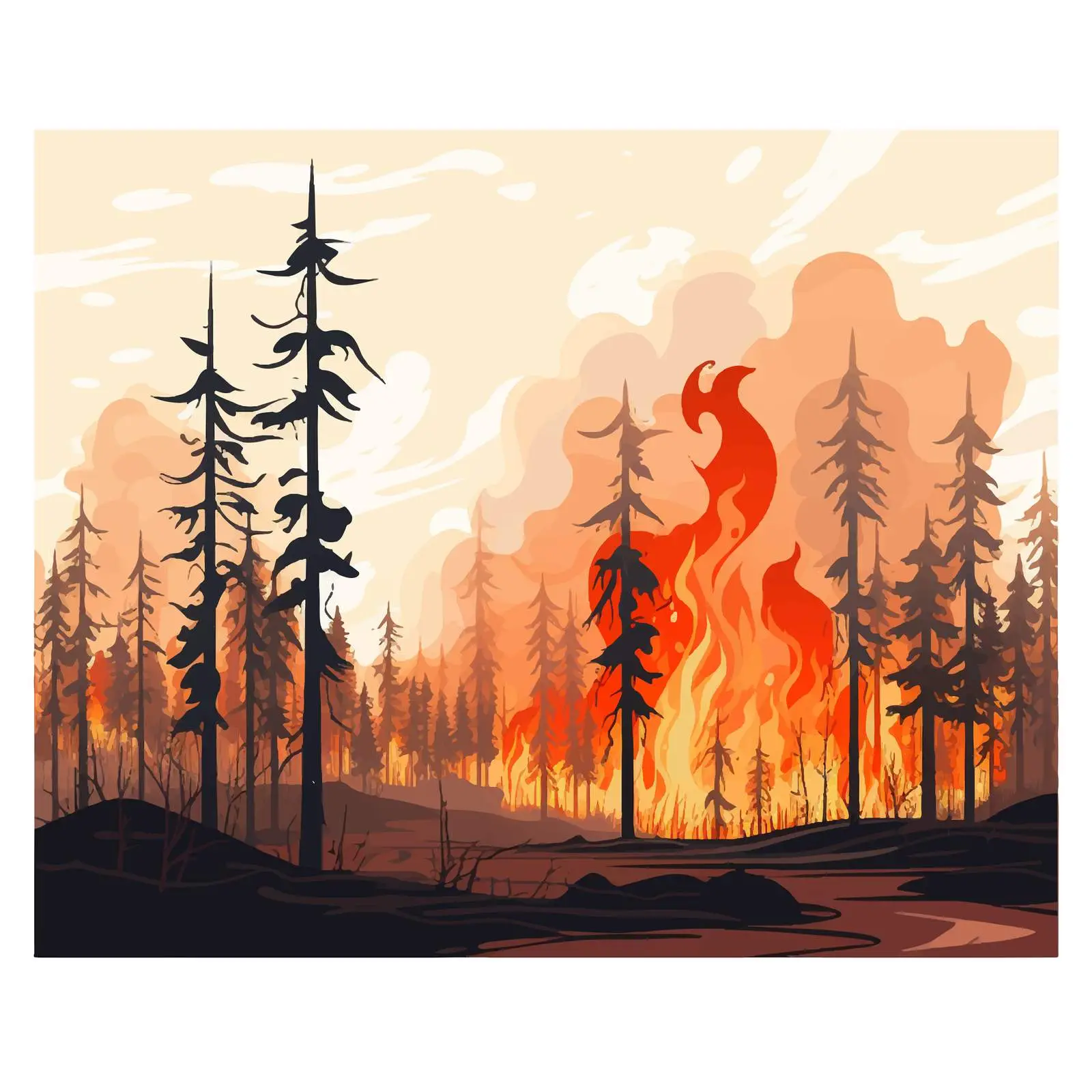 Flat Vector Illustration of Forest Fire — free download from Dotvec