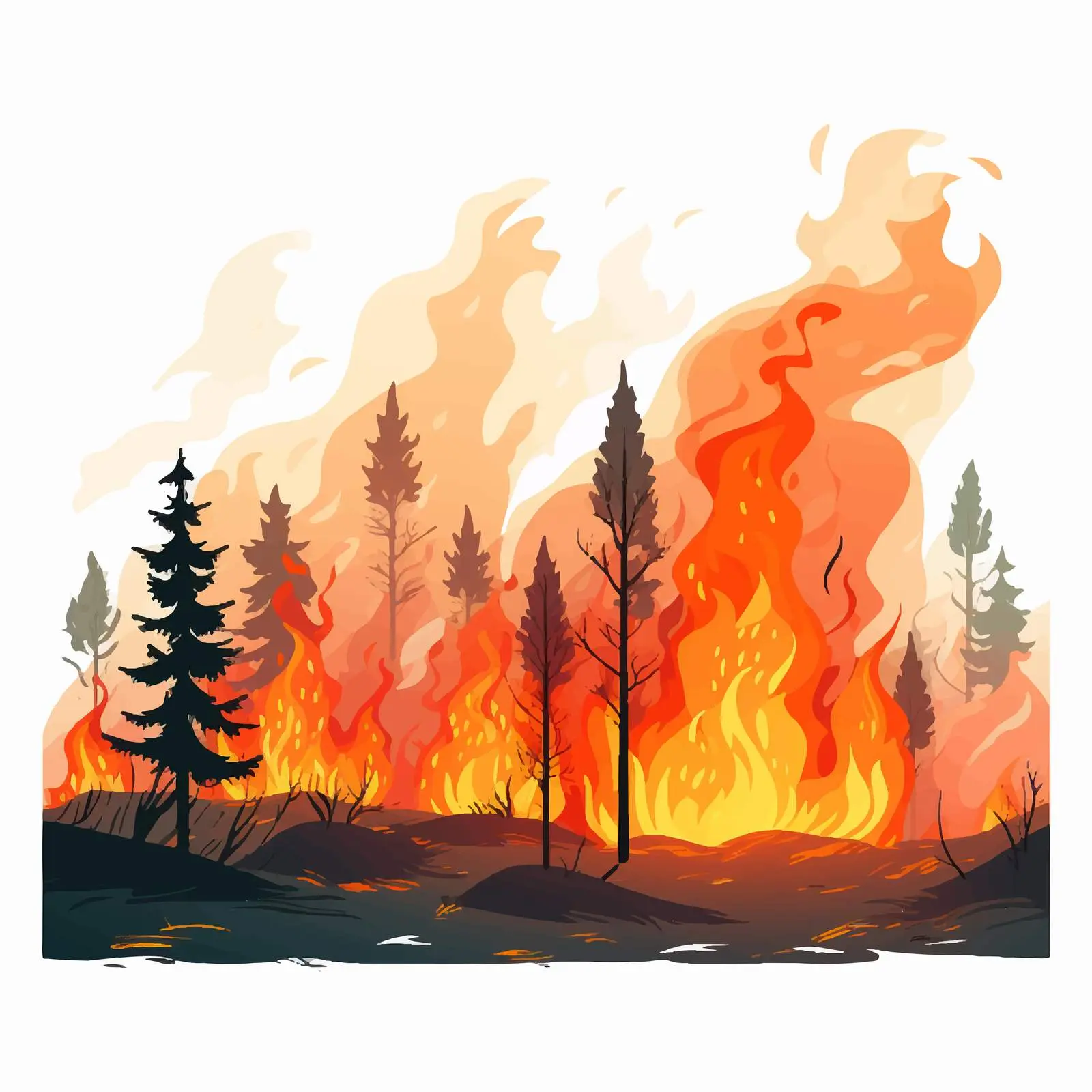 Vector Illustration of Dangerous Wildfire — free download from Dotvec