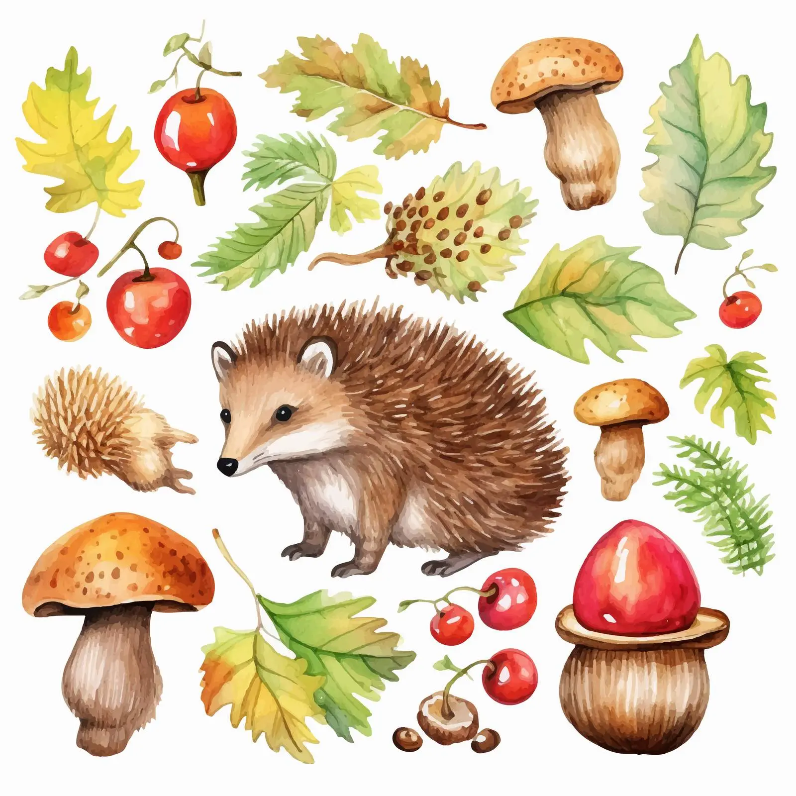 Hand-Drawn Autumn Flora and Fauna Vectors — free download from Dotvec