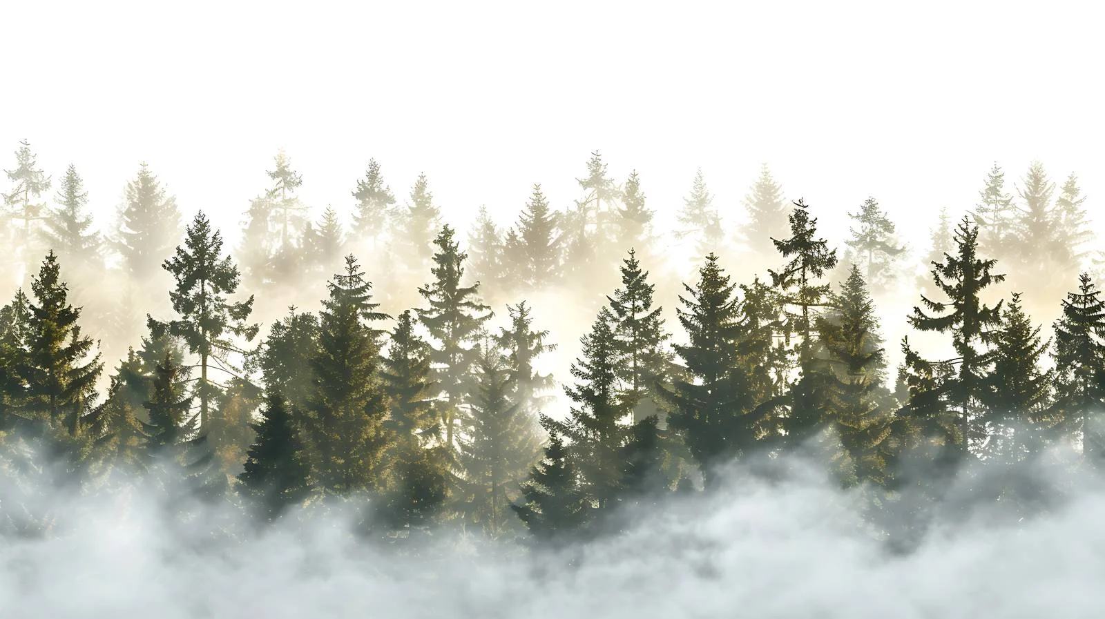 Enchanted Forest in Morning Light on White — free download from Dotvec