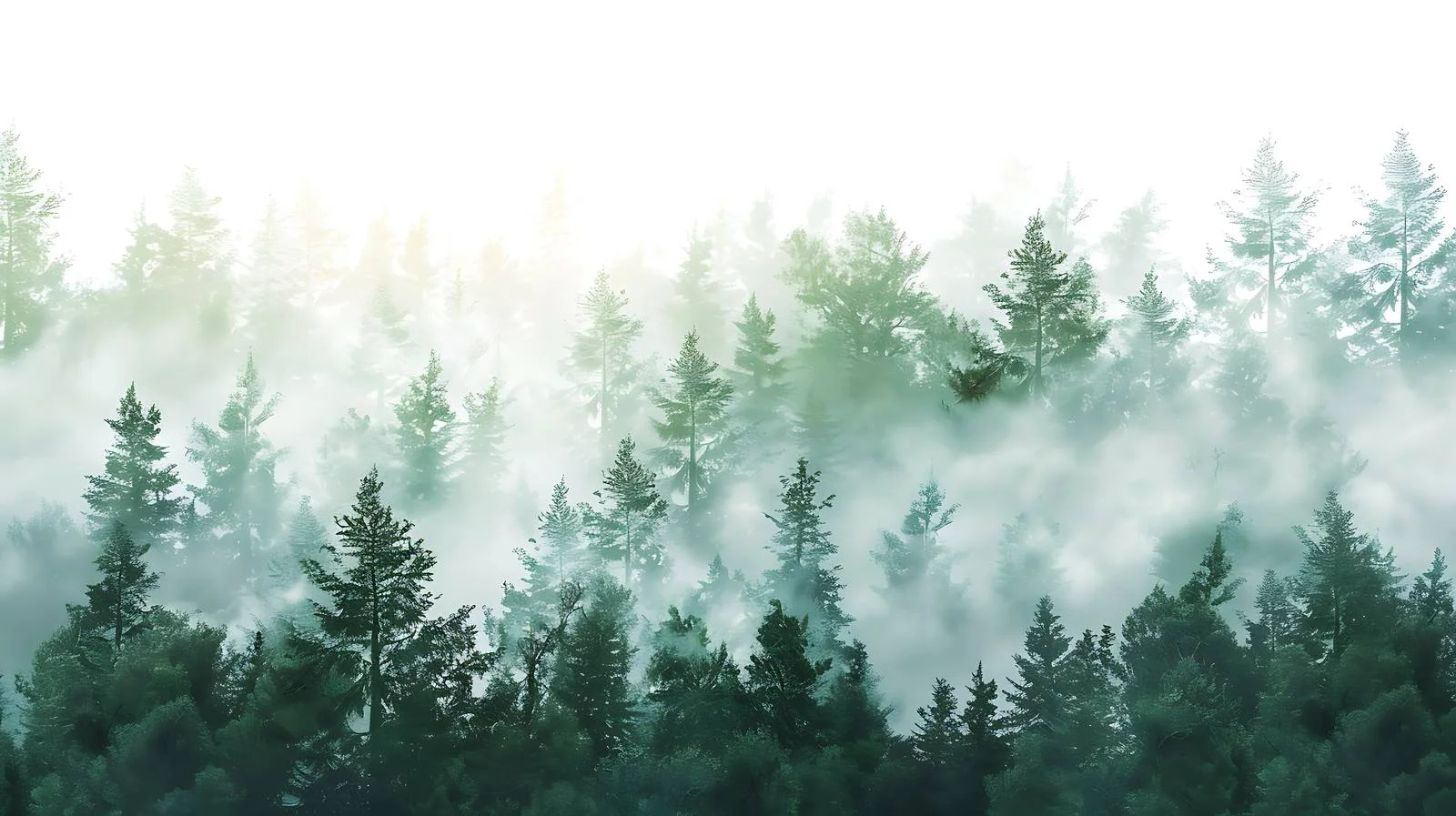 Enchanted Forest in Morning Light on White — free download from Dotvec