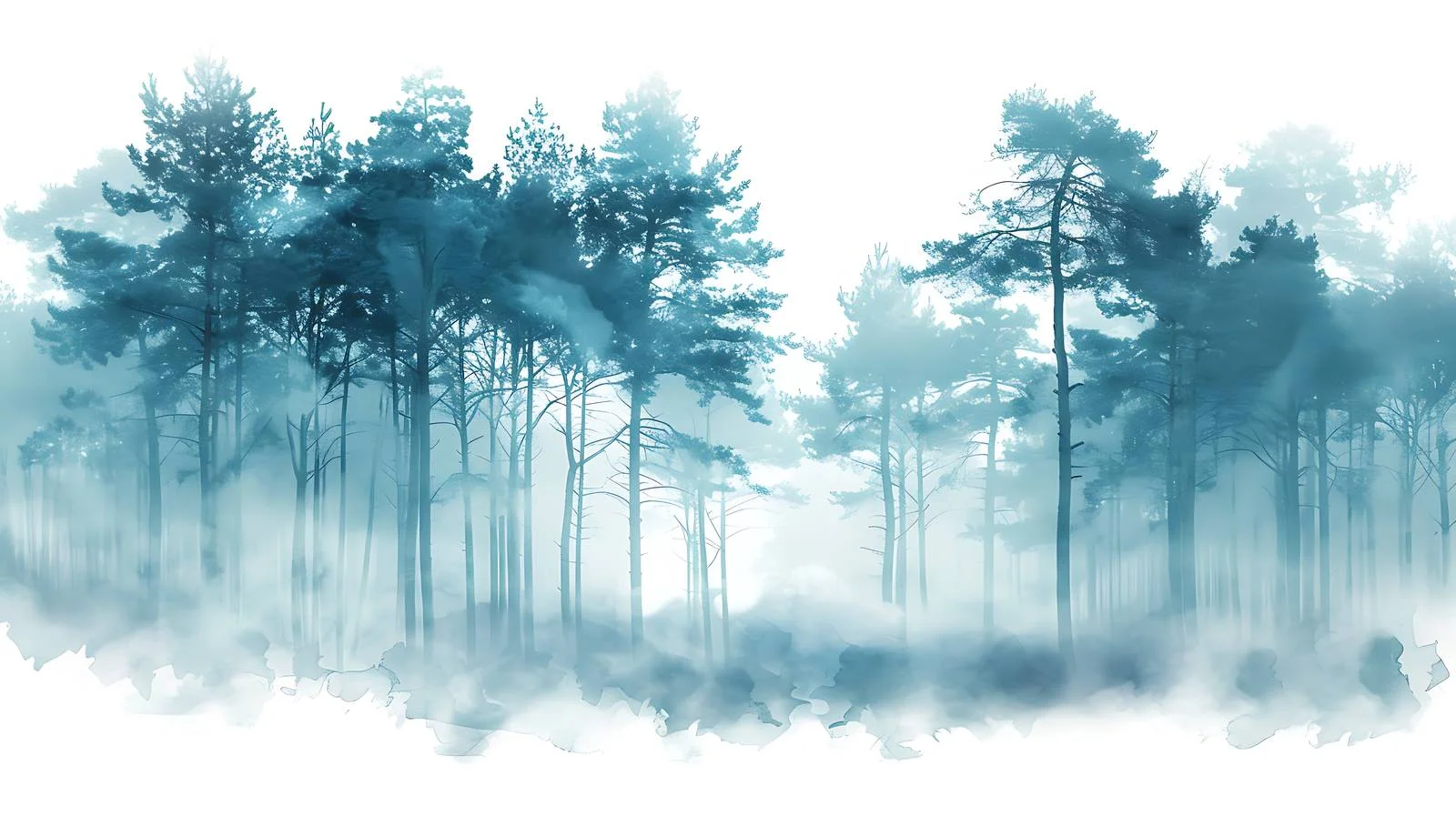 Serene Forest in Morning Light on White — free download from Dotvec