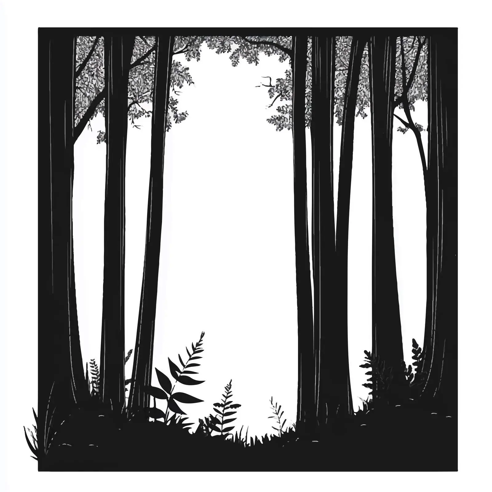 Hand Drawn Monochrome Forest Landscape Illustration — free download from Dotvec