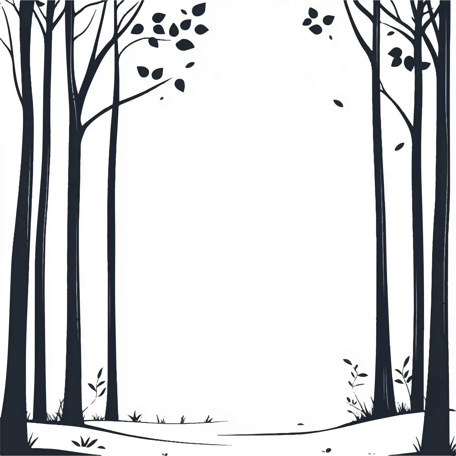 Hand Drawn Monochrome Woodland Landscape Illustration — free download from Dotvec