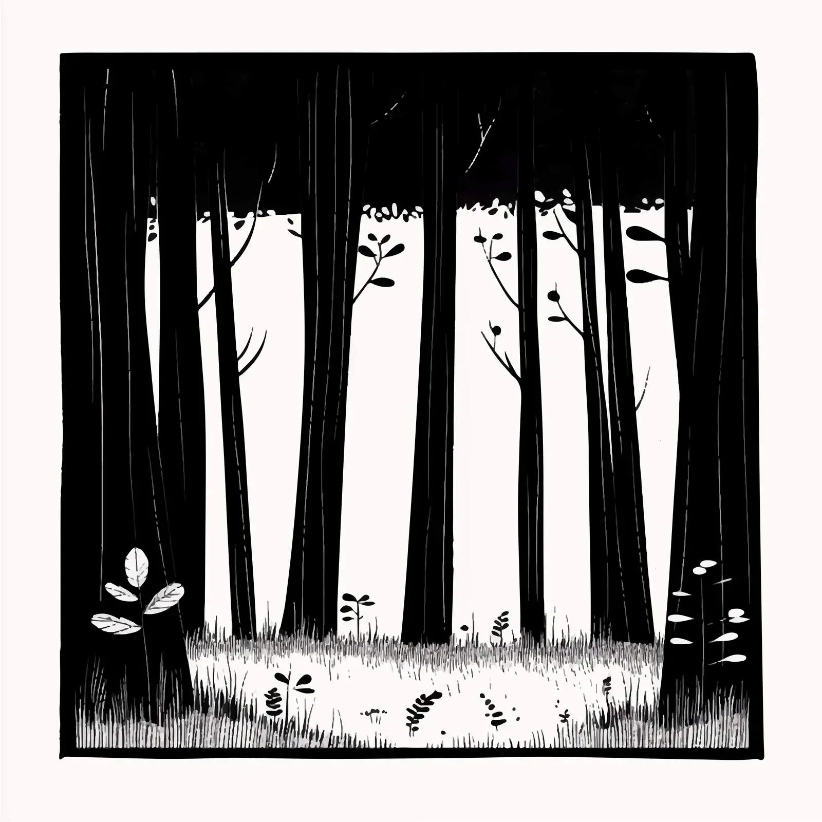 Hand Drawn Monochrome Forest Landscape Vector — free download from Dotvec