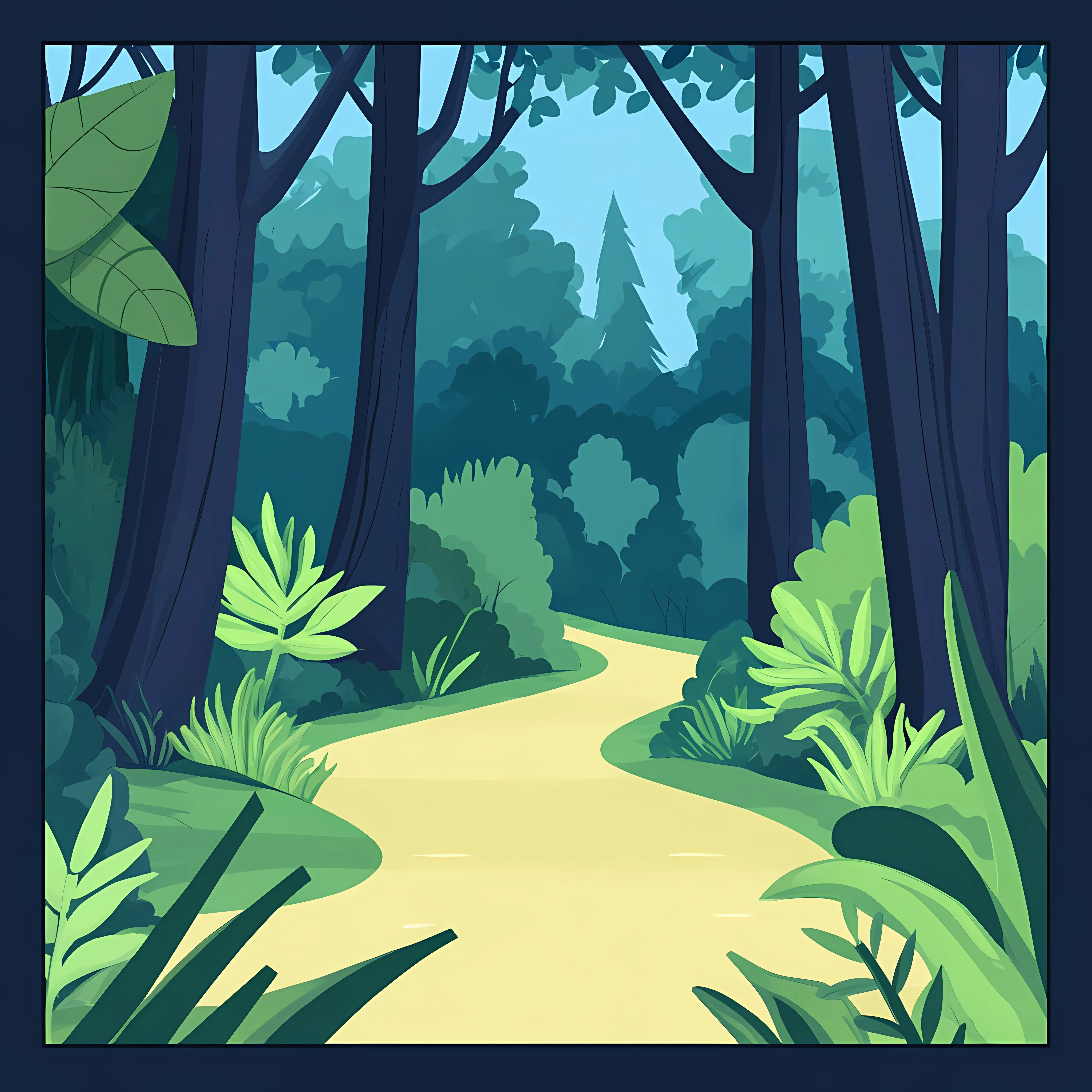 Woodland Path Cartoon Front View Illustration — free download from Dotvec