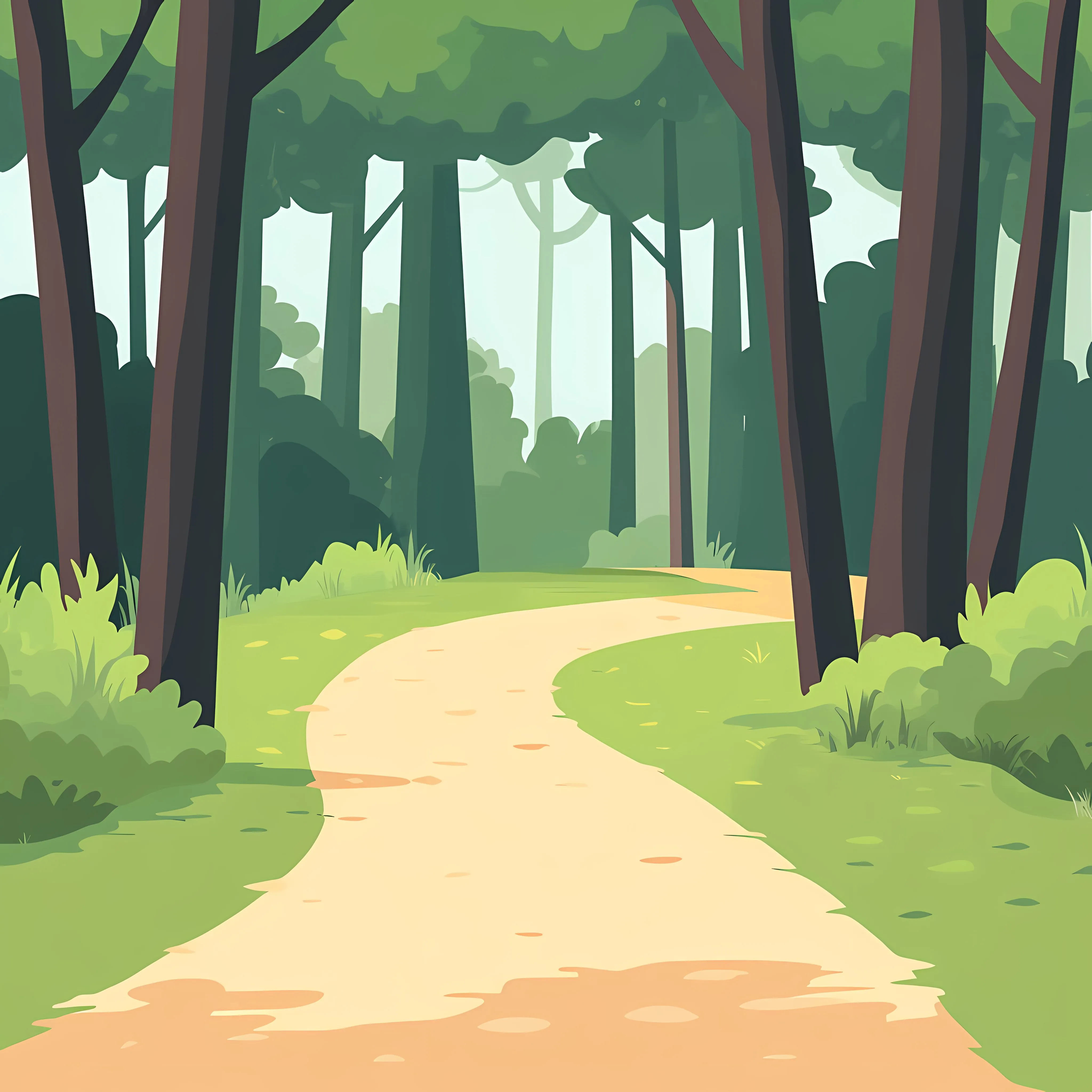 Woodland Walk Cartoon Forest Path Illustration — free download from Dotvec