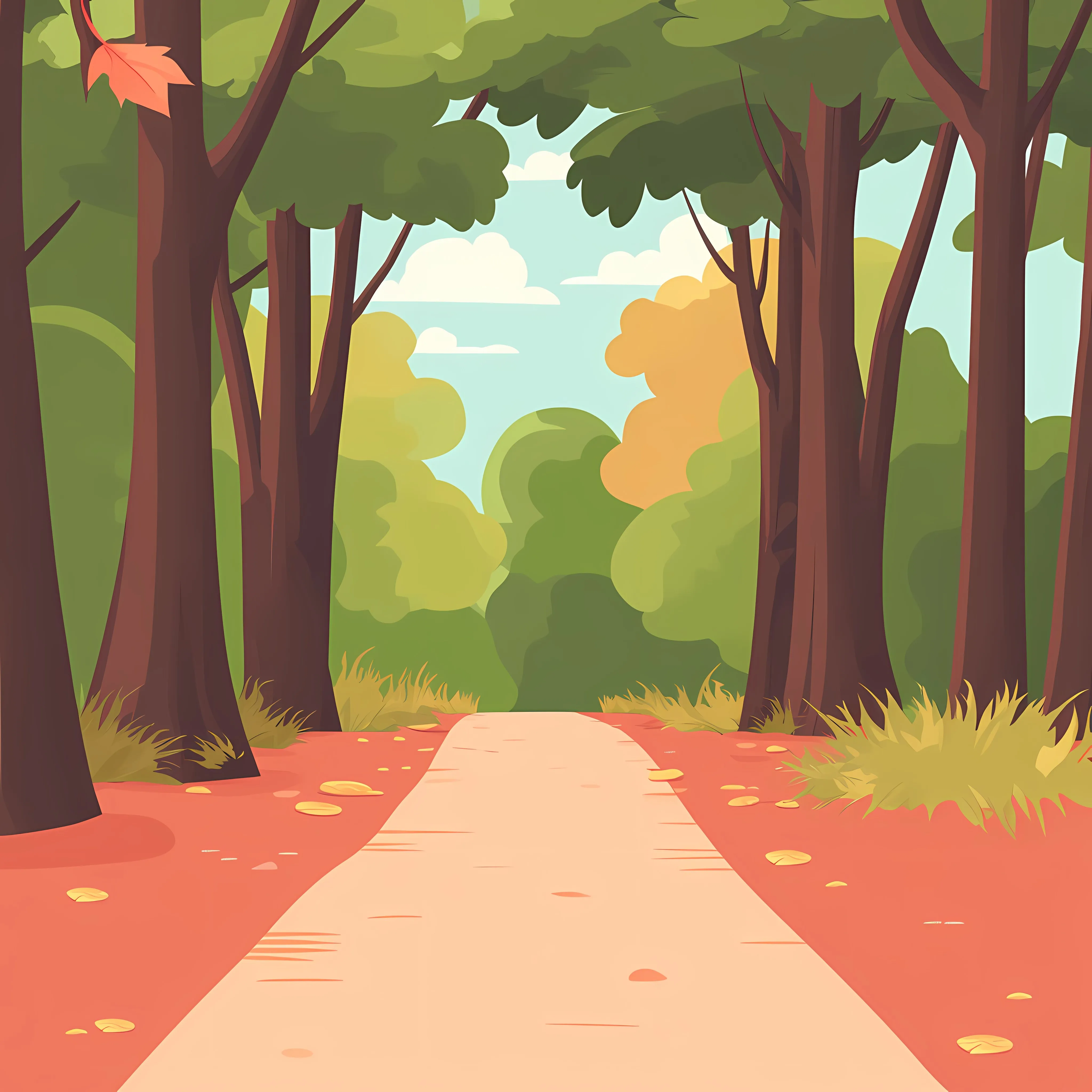 Woodland Walk Flat Design Cartoon Illustration — free download from Dotvec