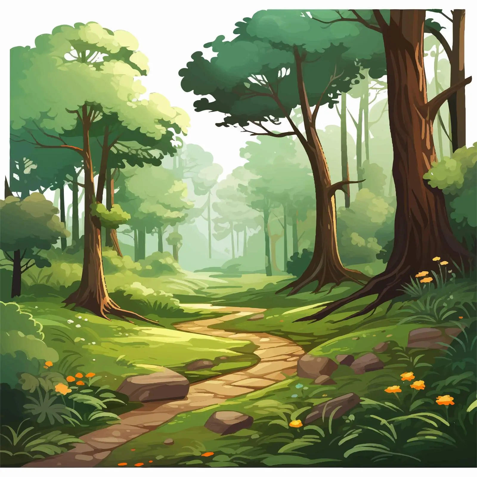 Forest Trail Illustration in the Woods – free viewpoint image from Dotvec