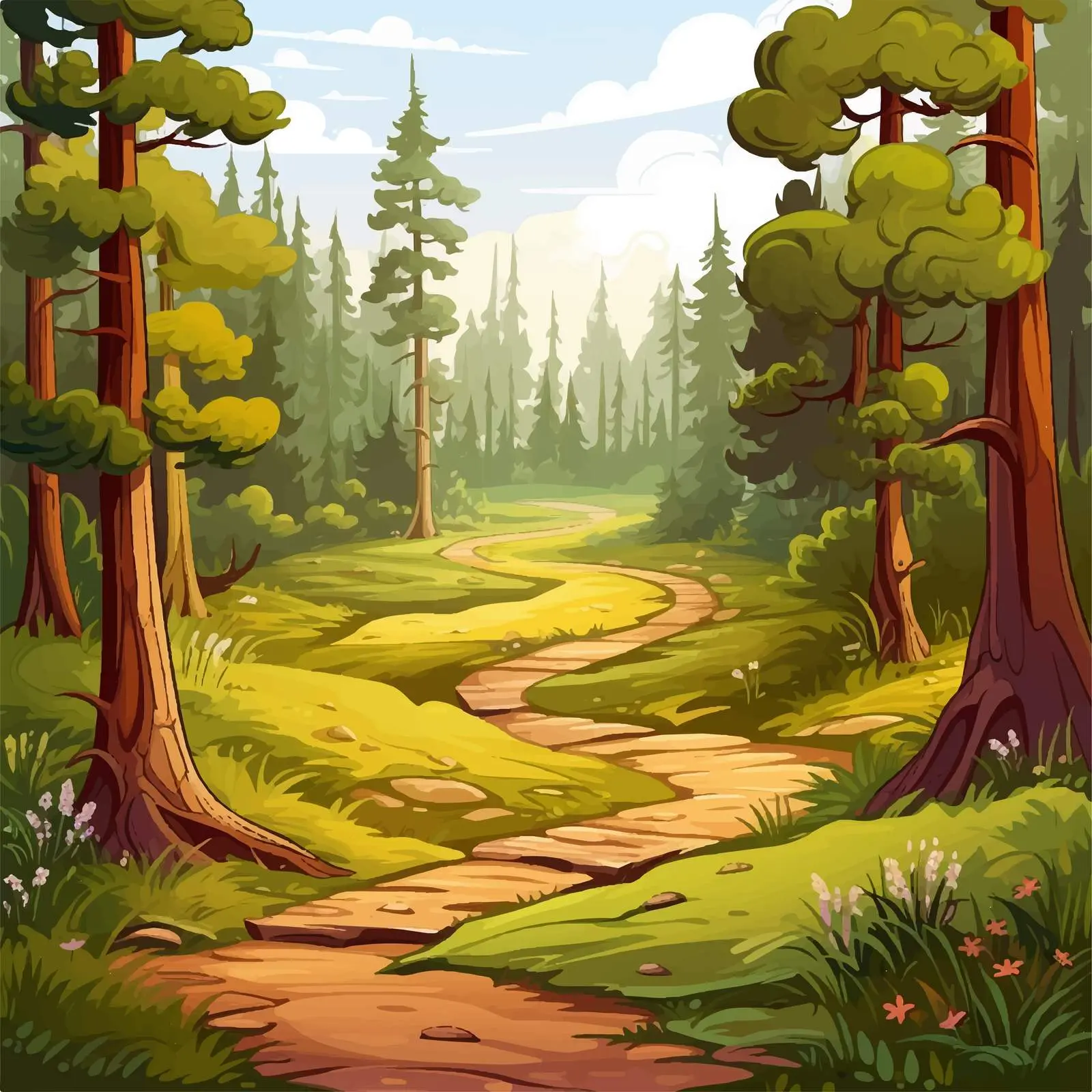 Forest Trail Illustration in the Woods — free download from Dotvec