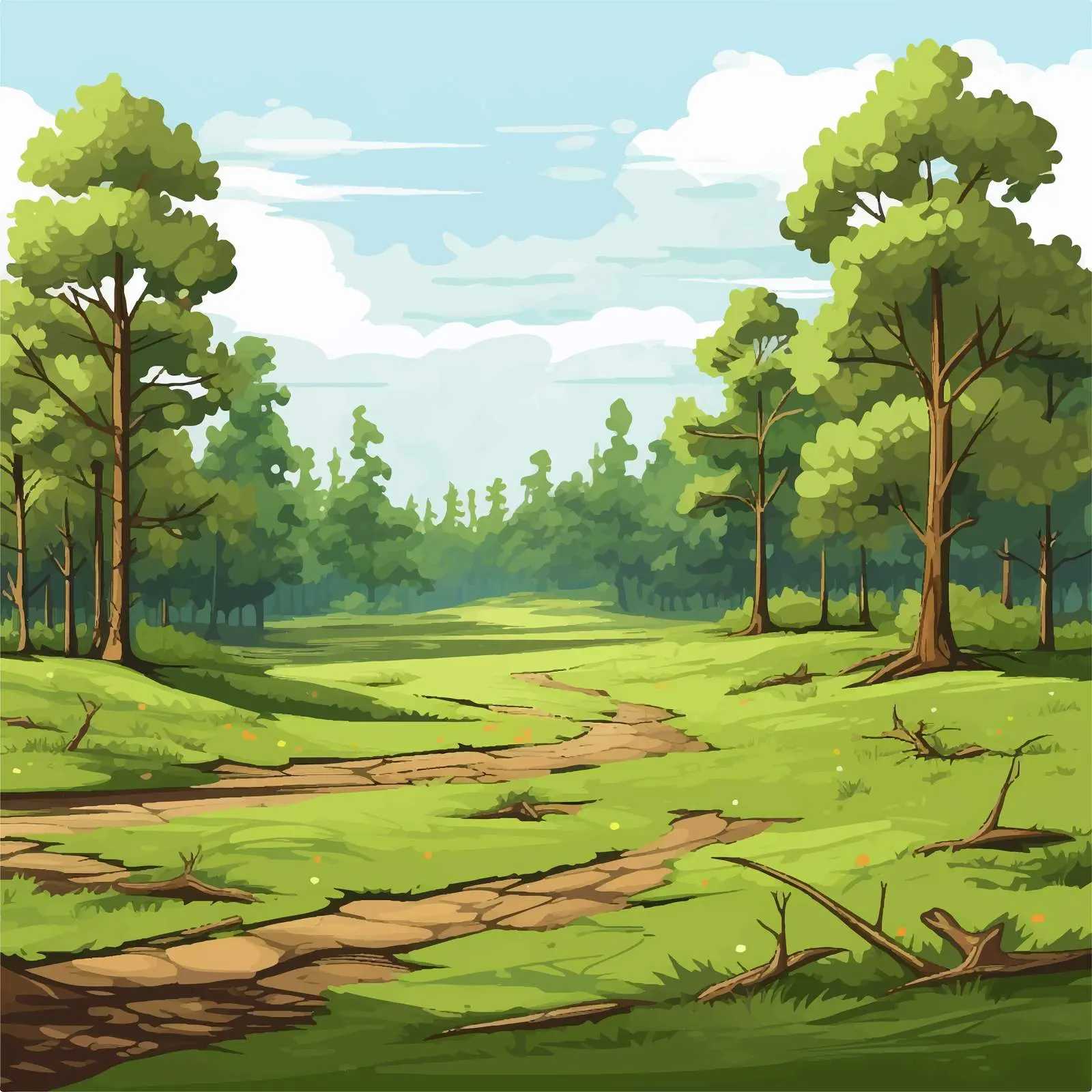Serene Forest Scene with Trees and Field — free download from Dotvec
