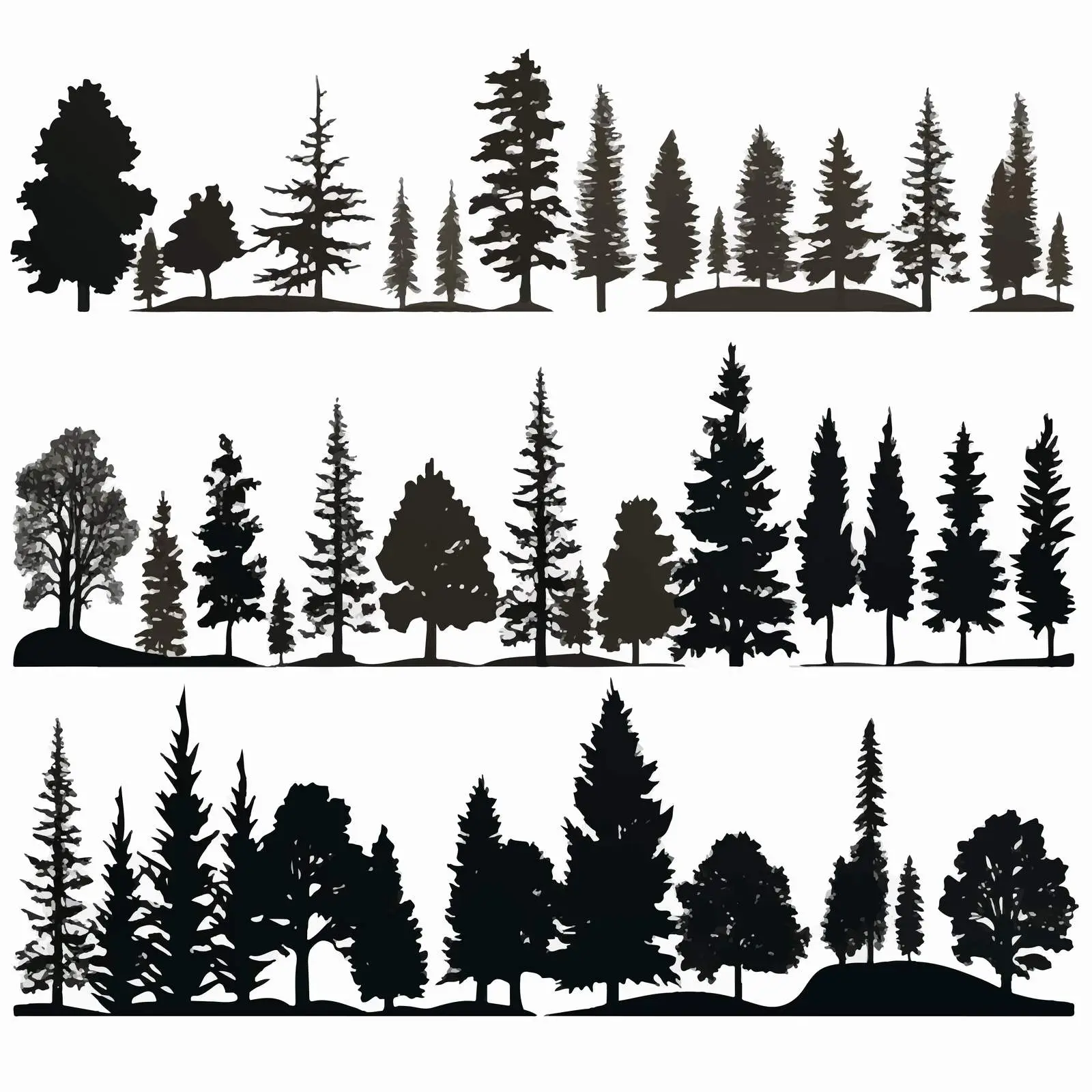 Cartoon Forest Silhouettes on White Background — free download from Dotvec
